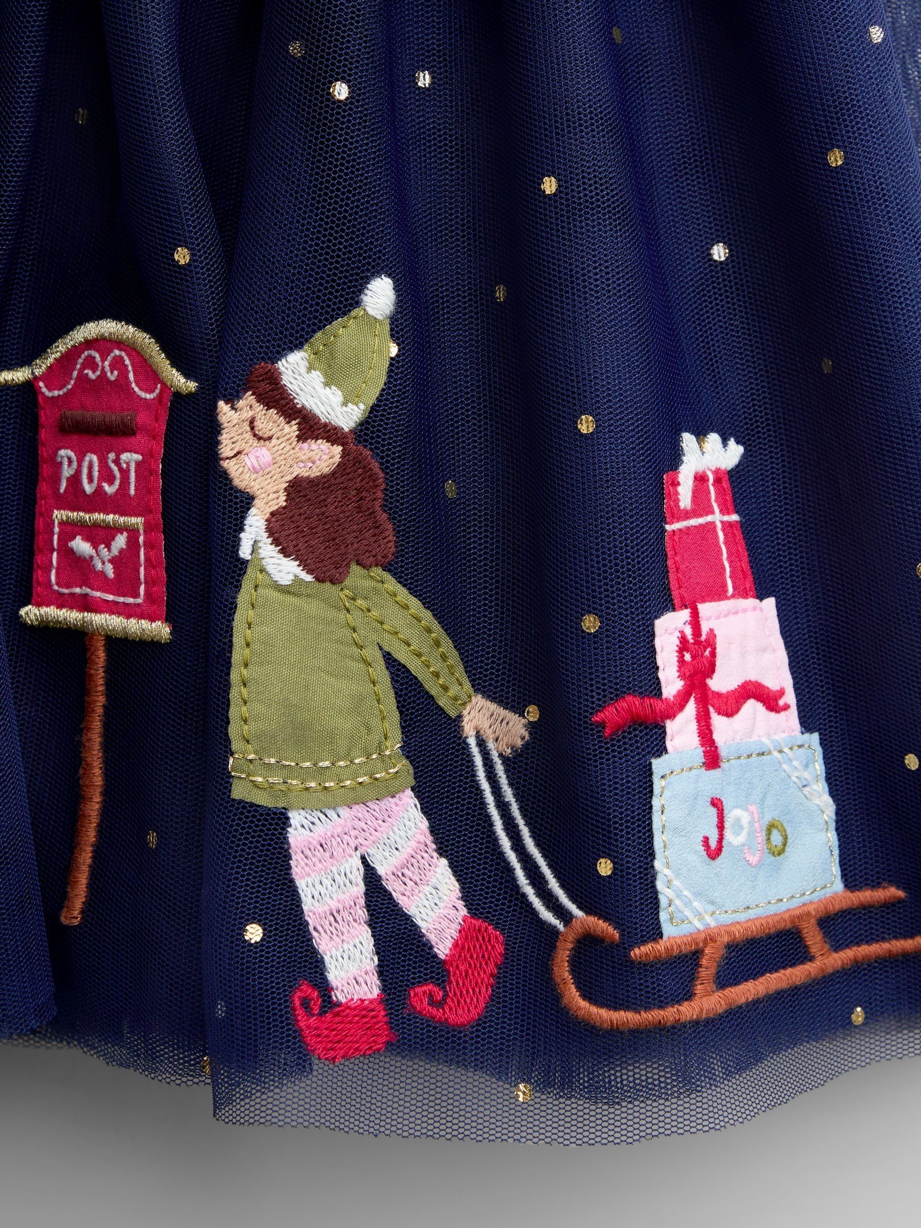Navy Blue Elf & Fairy Appliqué Hem Combo Dress - Image 4 of 4