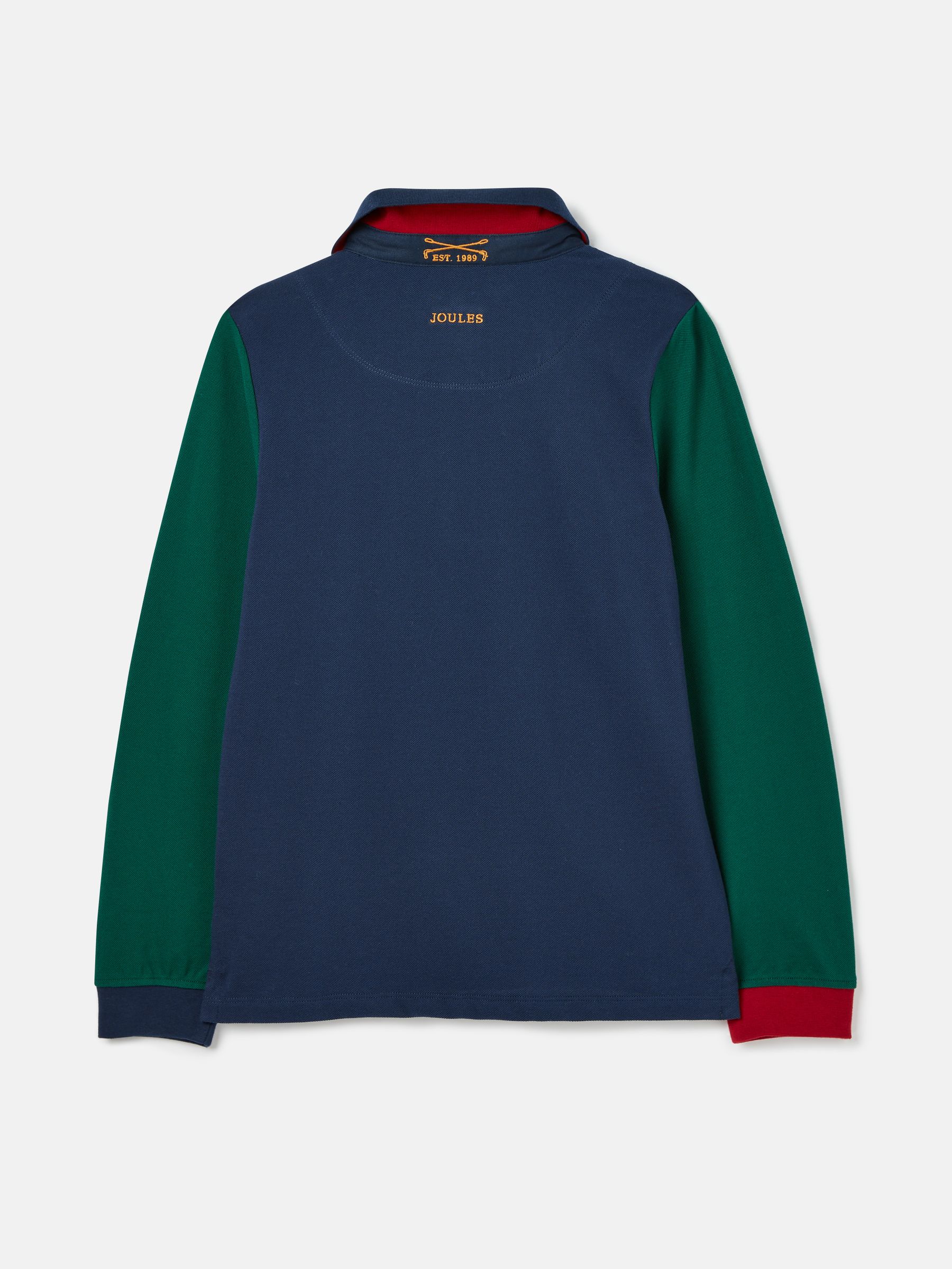 Henry Navy & Green Long Sleeve Cotton Polo Shirt - Image 3 of 5