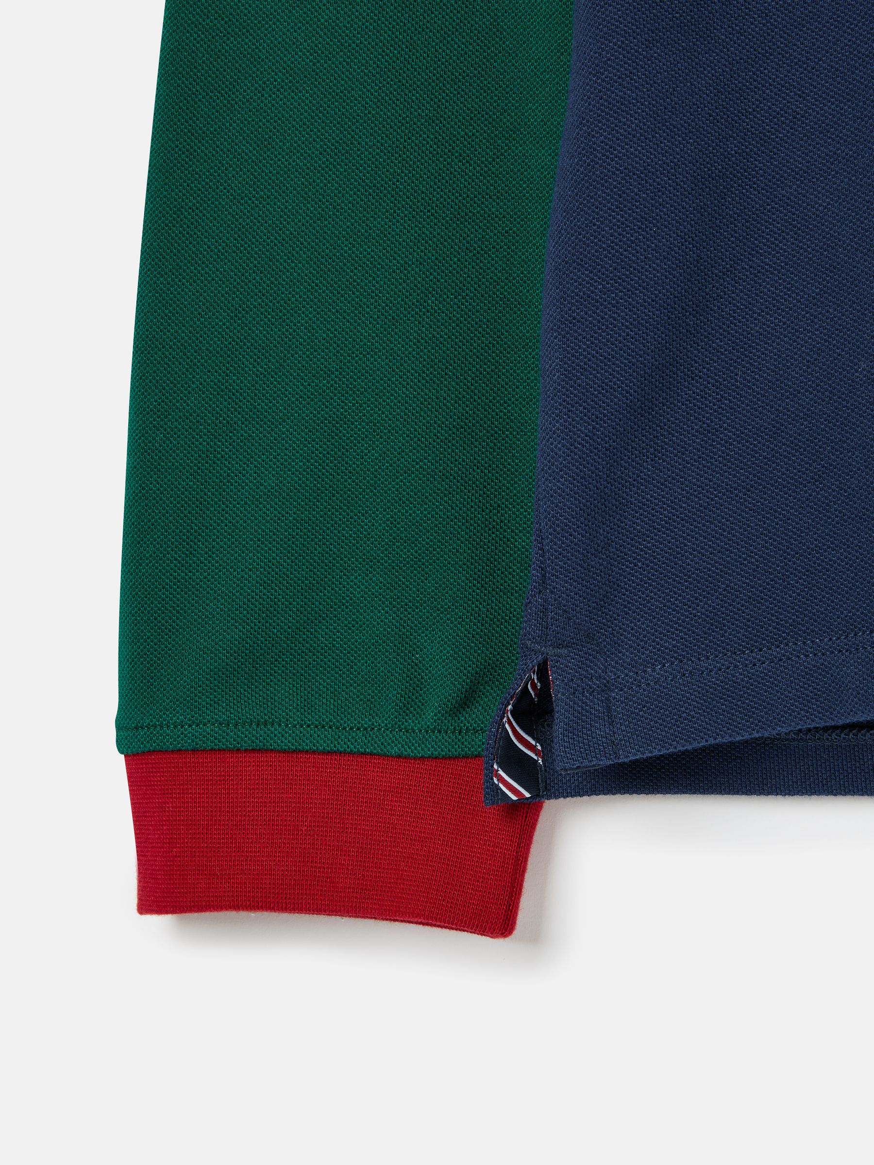 Henry Navy & Green Long Sleeve Cotton Polo Shirt - Image 5 of 5