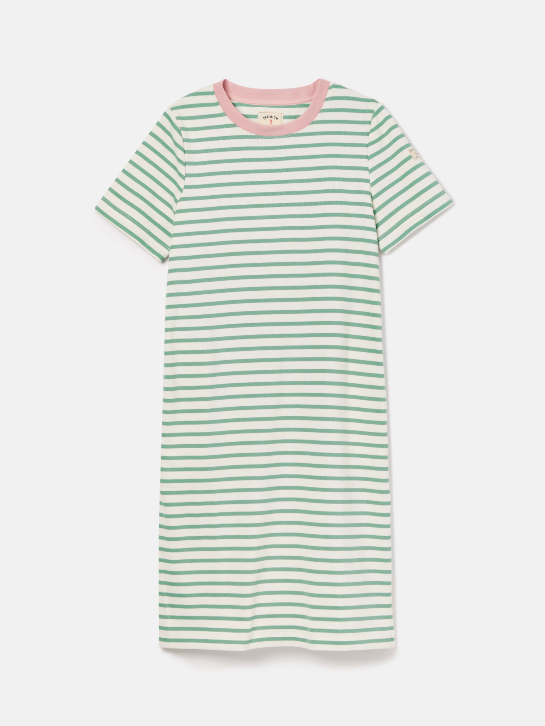 Eden Green & White Striped Short Sleeve Jersey Dress With Pockets - Image 6 of 6