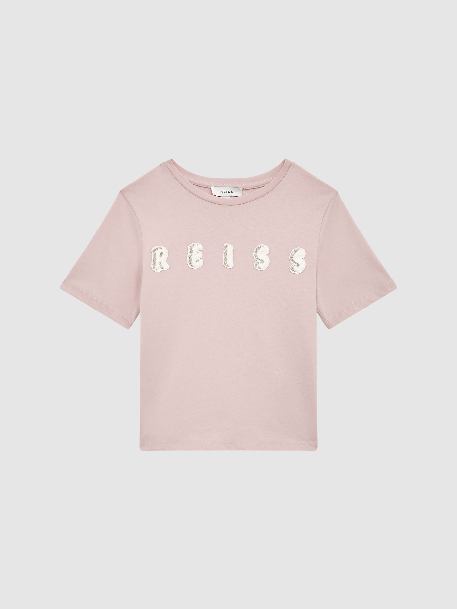 Motif Crew Neck T-Shirt in Pale Pink - Image 2 of 6