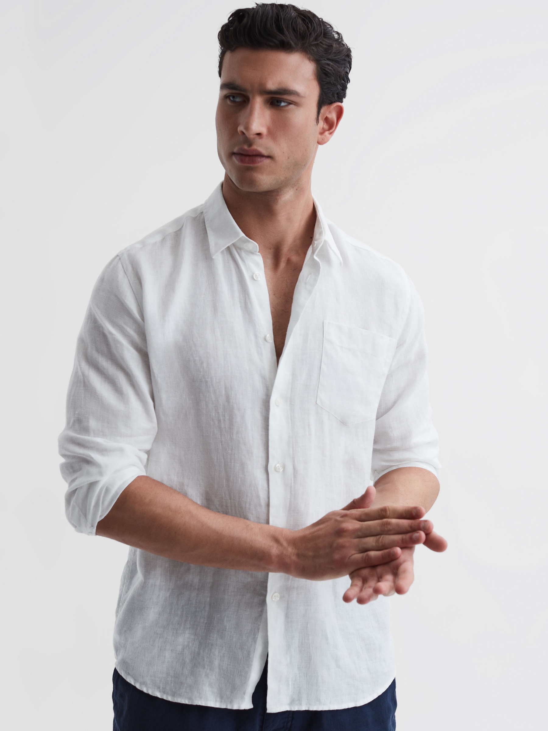 Vilebrequin Linen Shirt in White - Image 3 of 5
