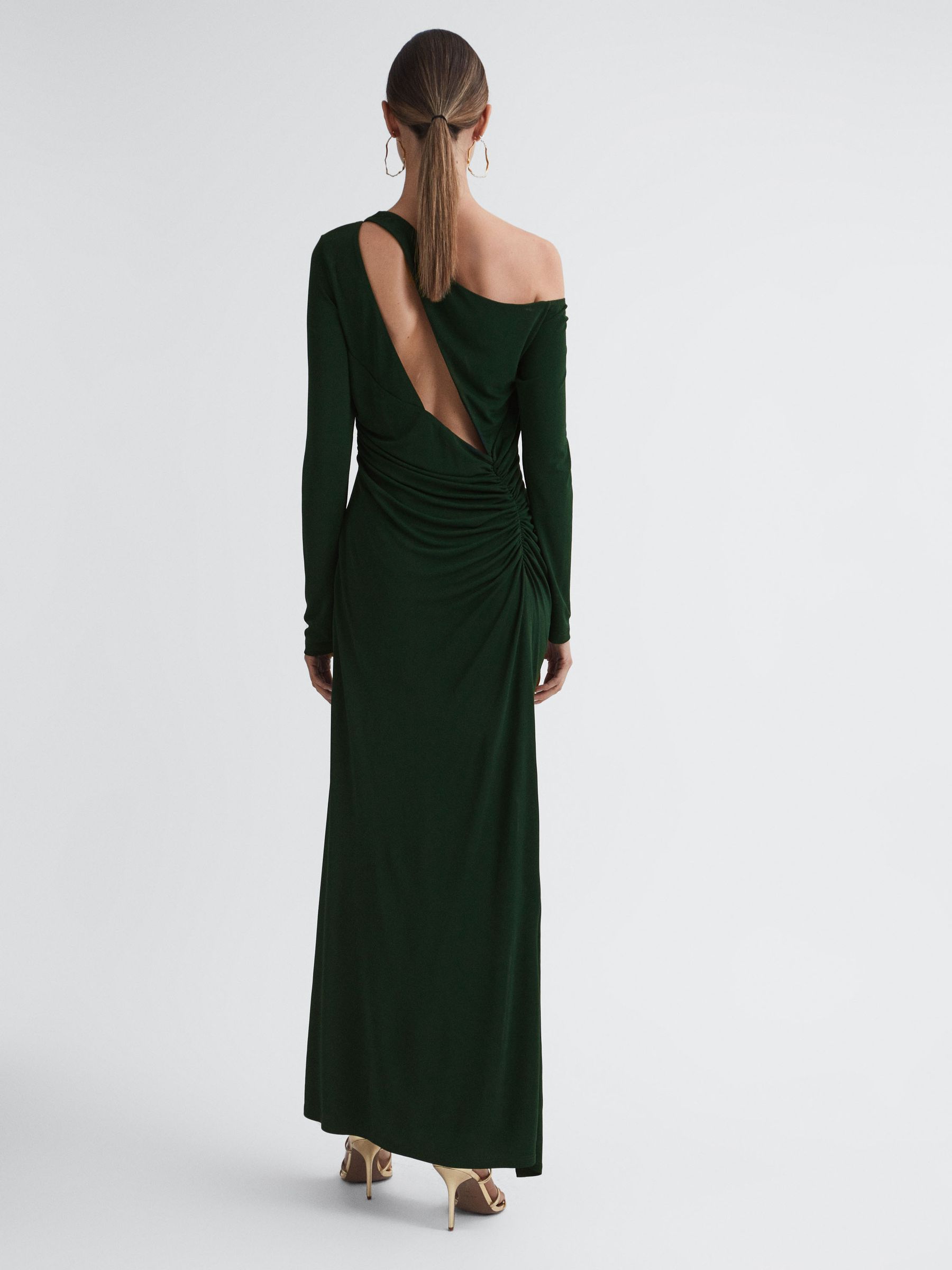 Off-The-Shoulder Cut-Out Maxi Dress in Green - Image 4 of 5