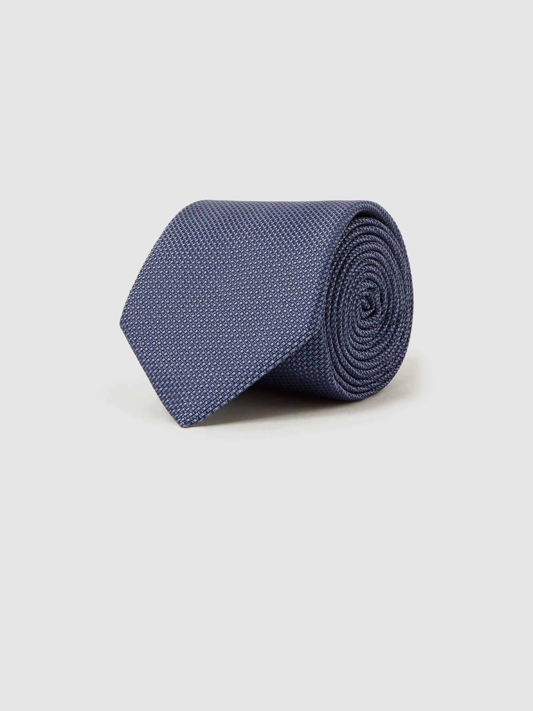 Textured Silk Blend Tie in Airforce Blue - Image 3 of 5