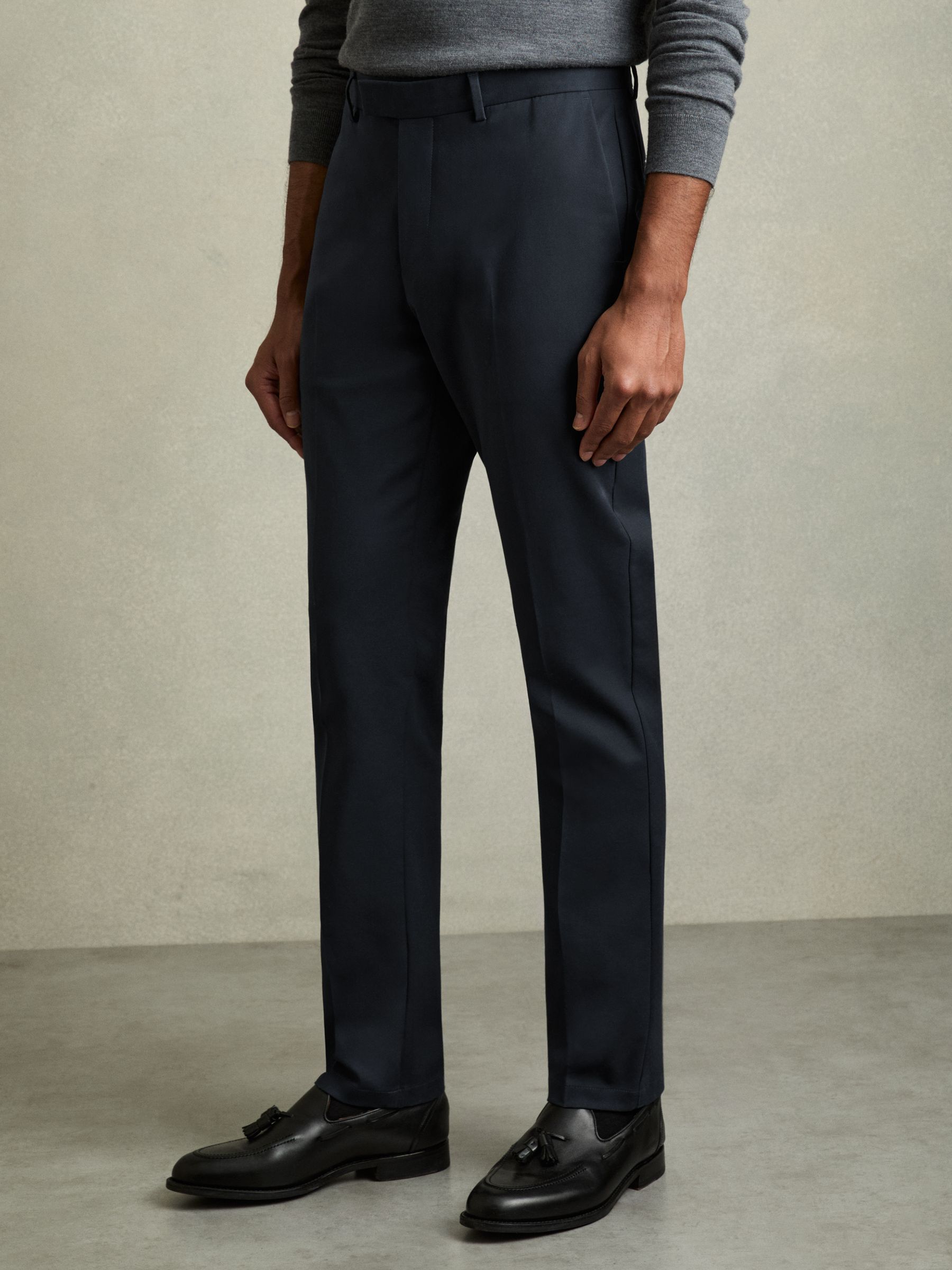 Slim Fit Cotton Blend Chinos in Steel Blue - Image 3 of 7