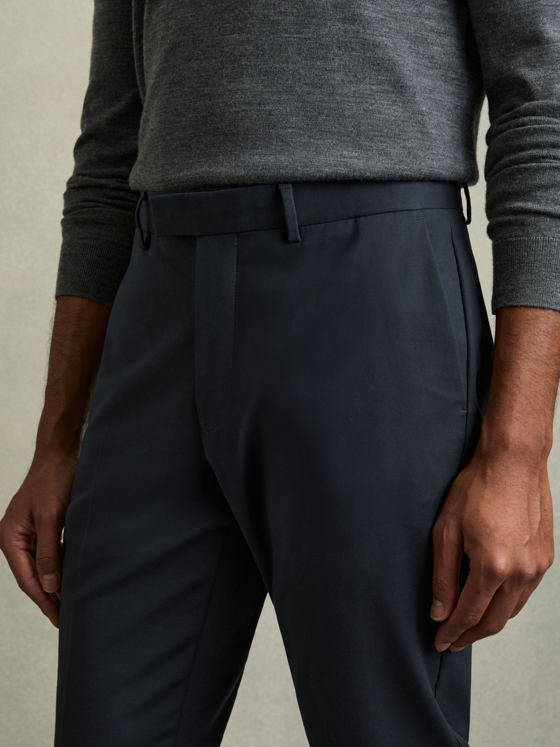 Slim Fit Cotton Blend Chinos in Steel Blue - Image 4 of 7