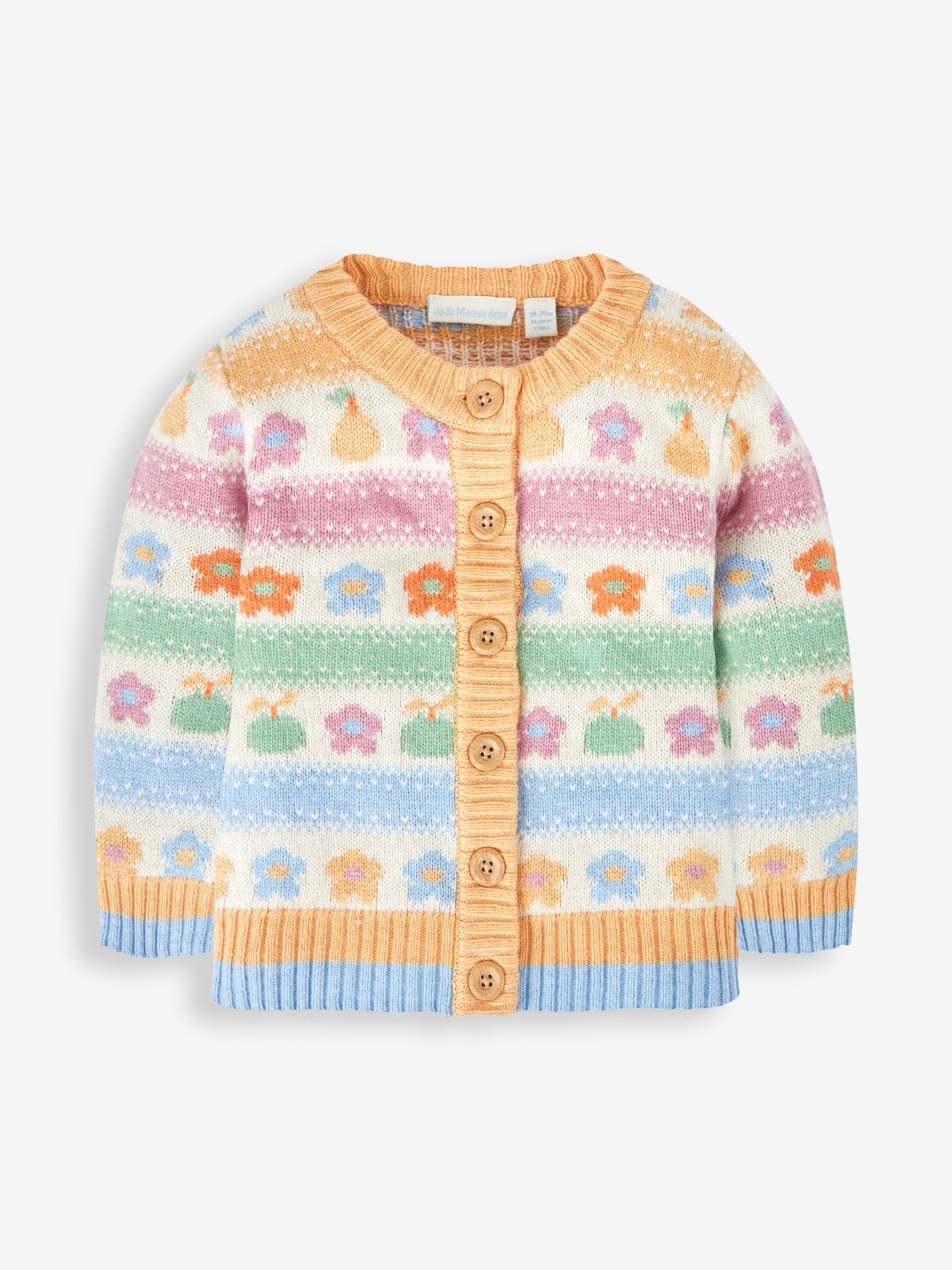 Mustard Yellow Fruit & Floral Fairisle Pattern Cardigan - Image 4 of 5
