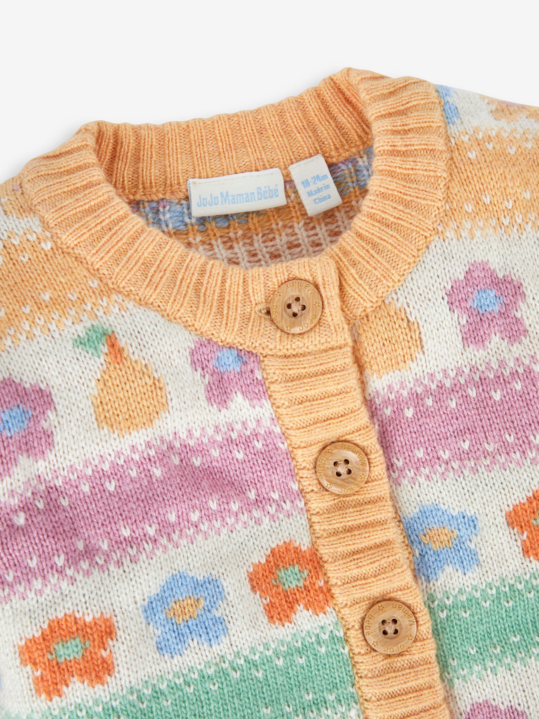 Mustard Yellow Fruit & Floral Fairisle Pattern Cardigan - Image 5 of 5