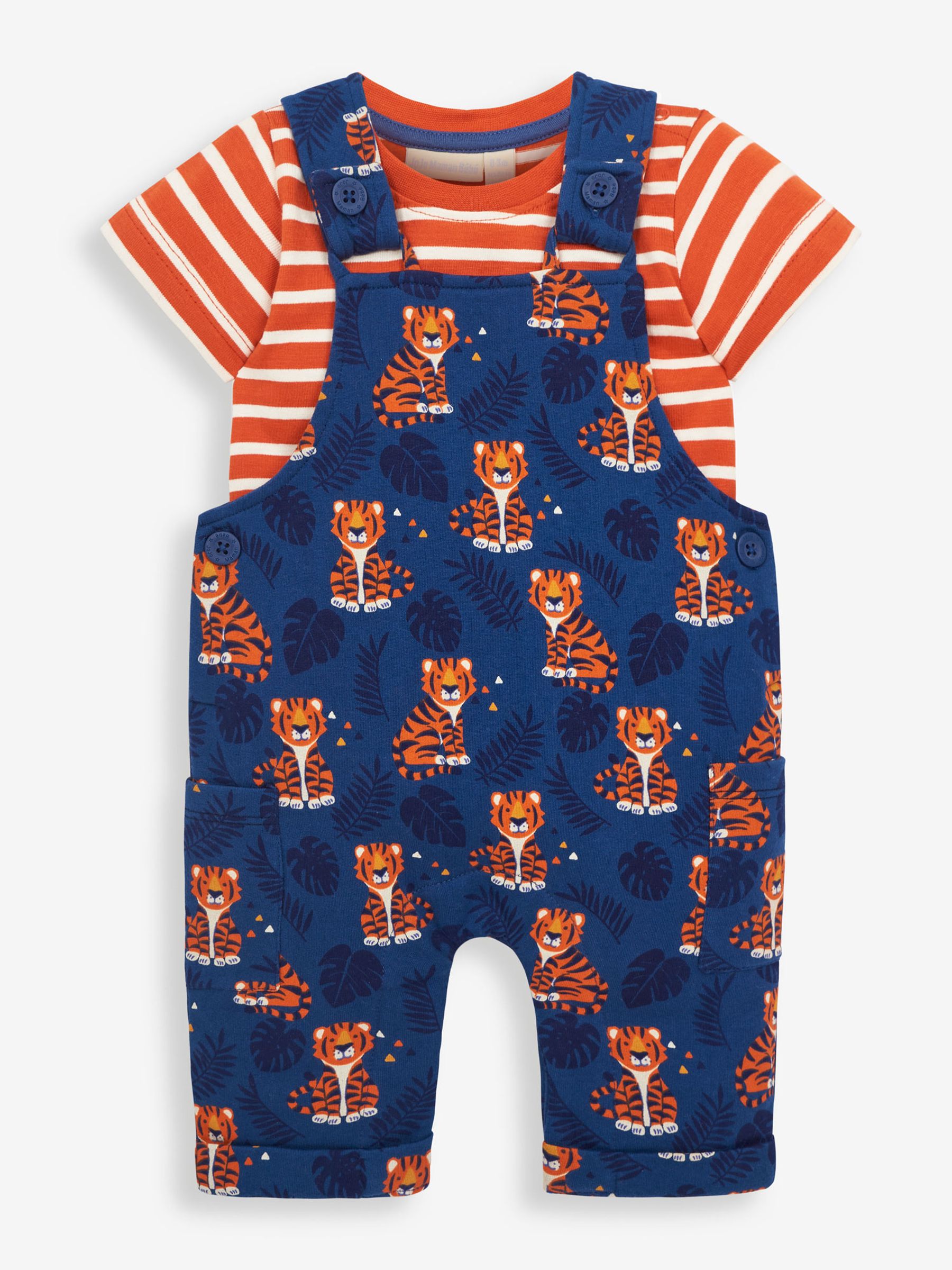 Indigo 2-Piece Indigo Tiger Print Baby Dungarees Set - Image 1 of 5