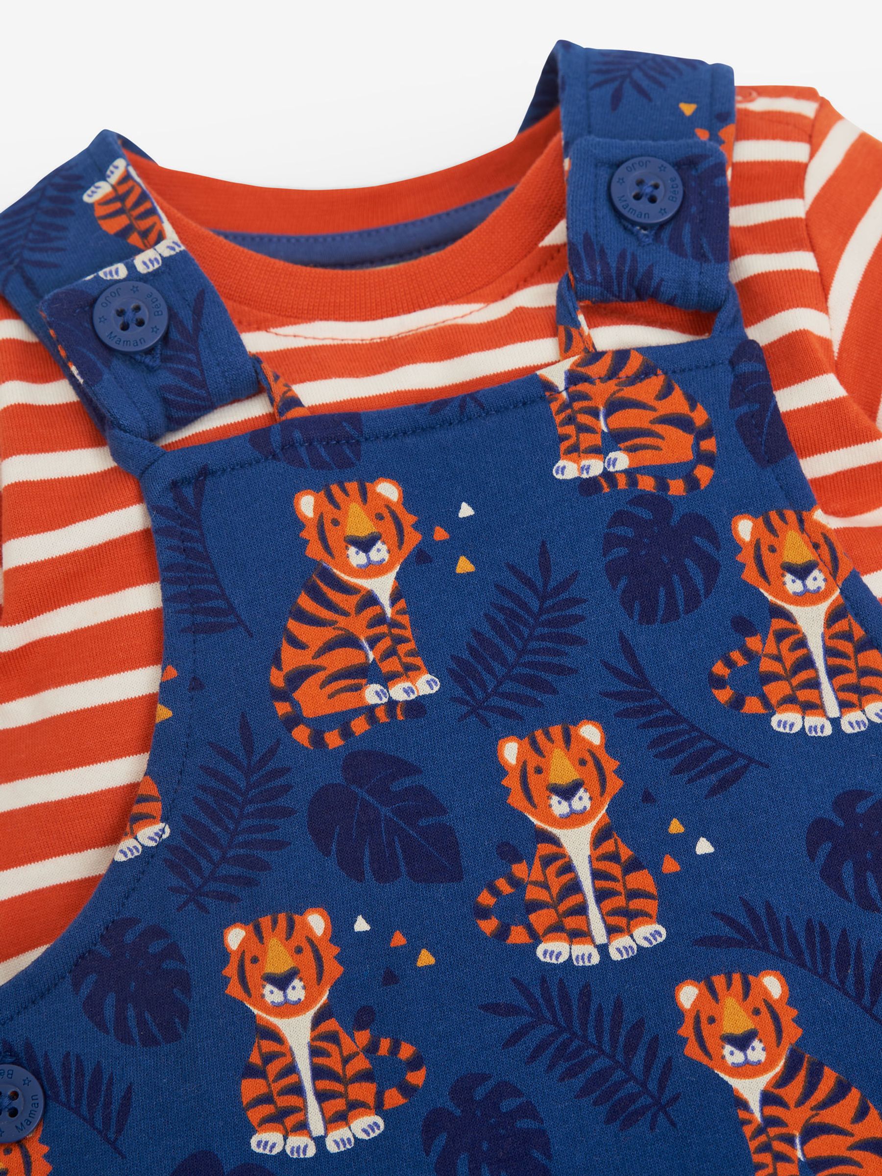 Indigo 2-Piece Indigo Tiger Print Baby Dungarees Set - Image 3 of 5