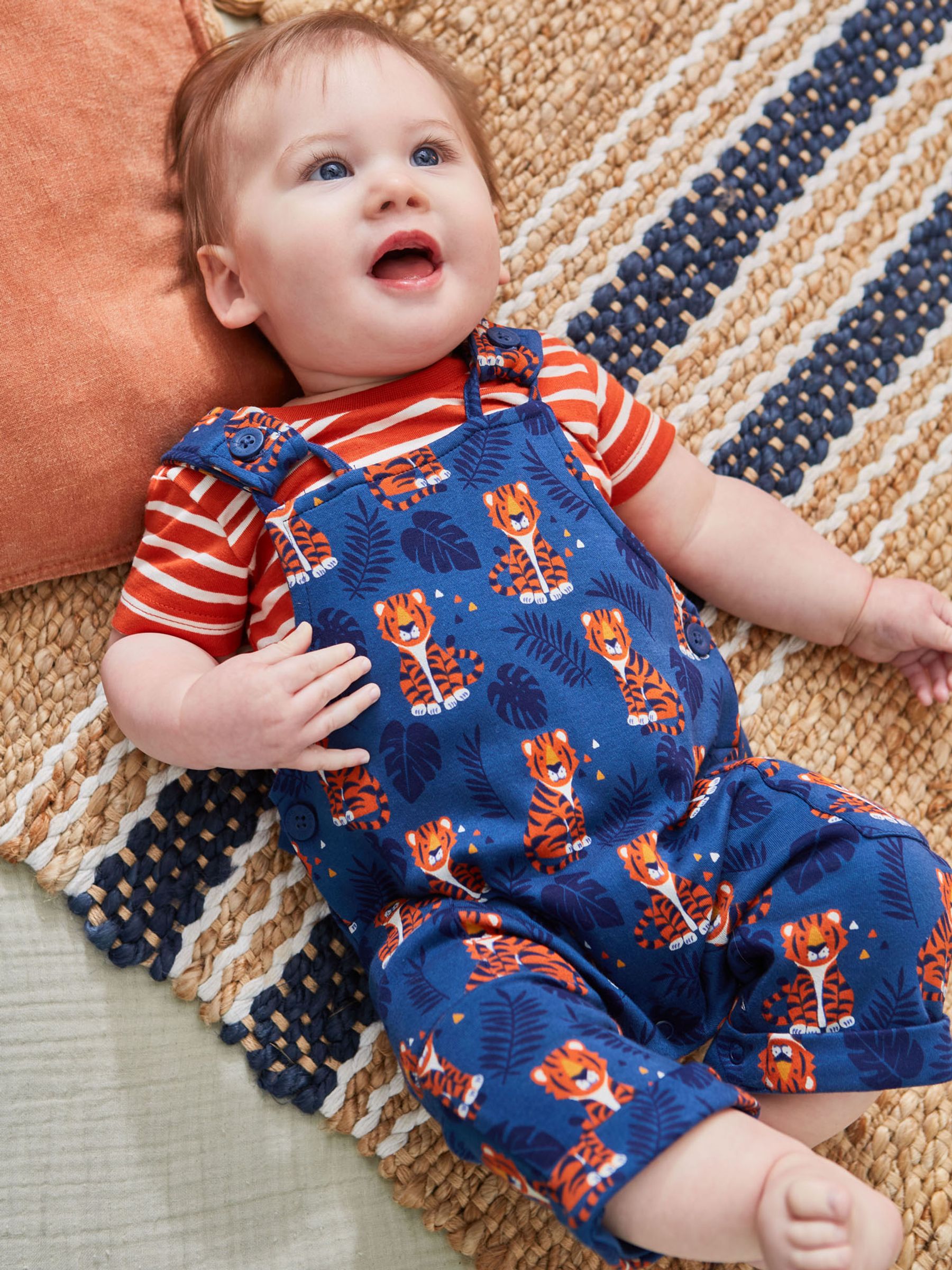 Indigo 2-Piece Indigo Tiger Print Baby Dungarees Set - Image 4 of 5