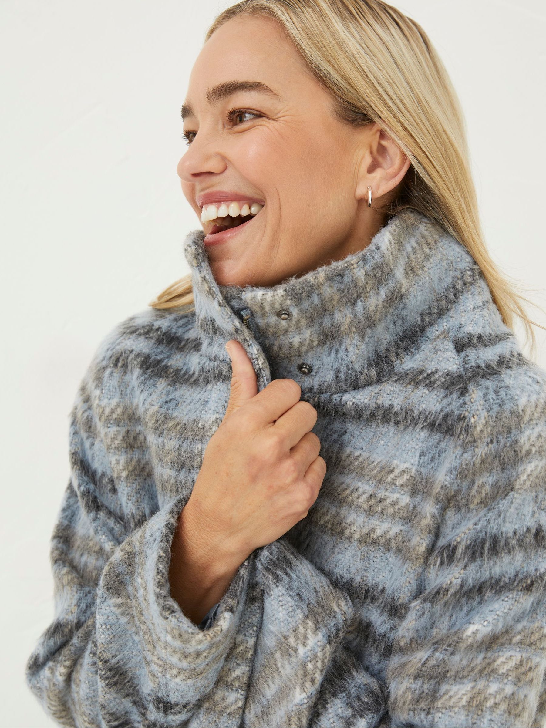 Grey Freya Wool Blend Funnel Coat - Image 3 of 5