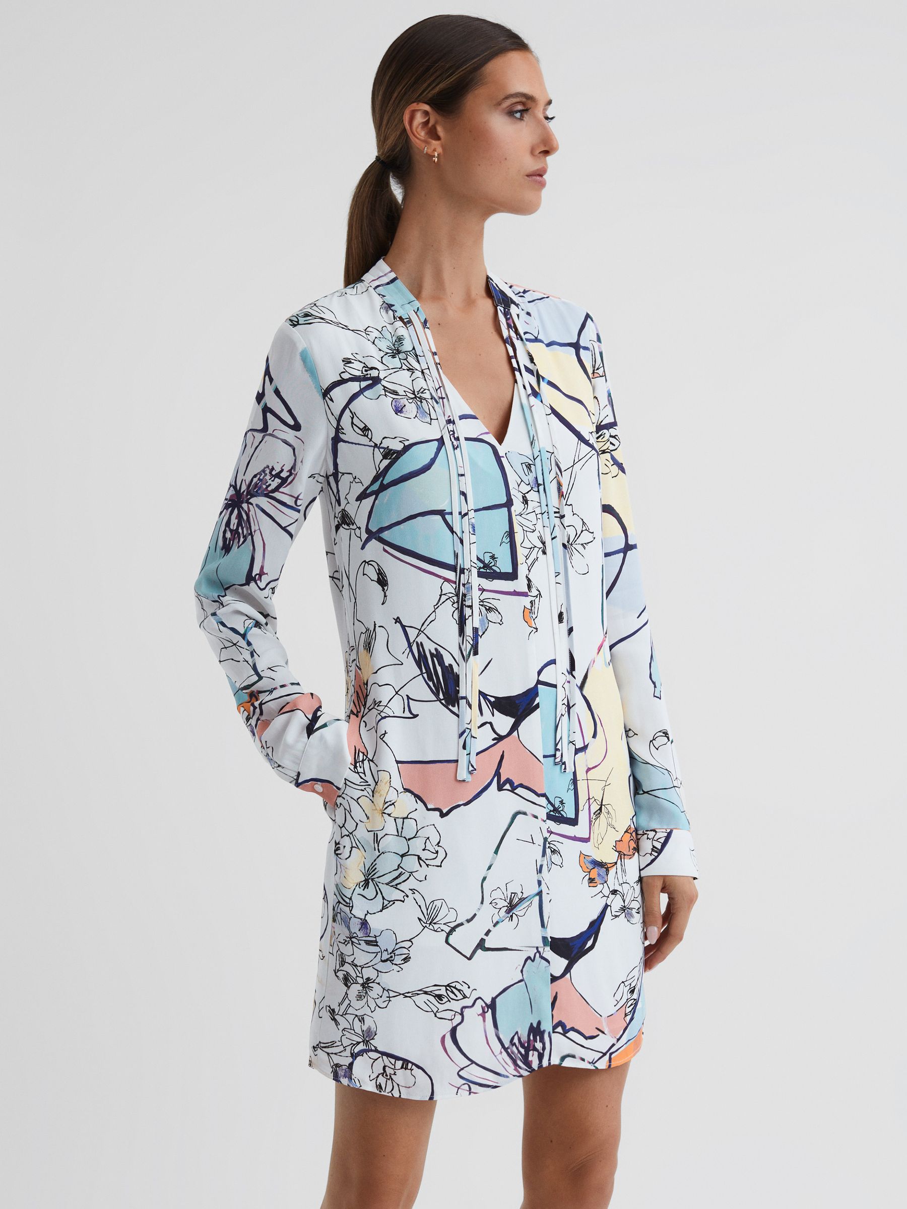 Printed Shift Dress in Multi - Image 3 of 5