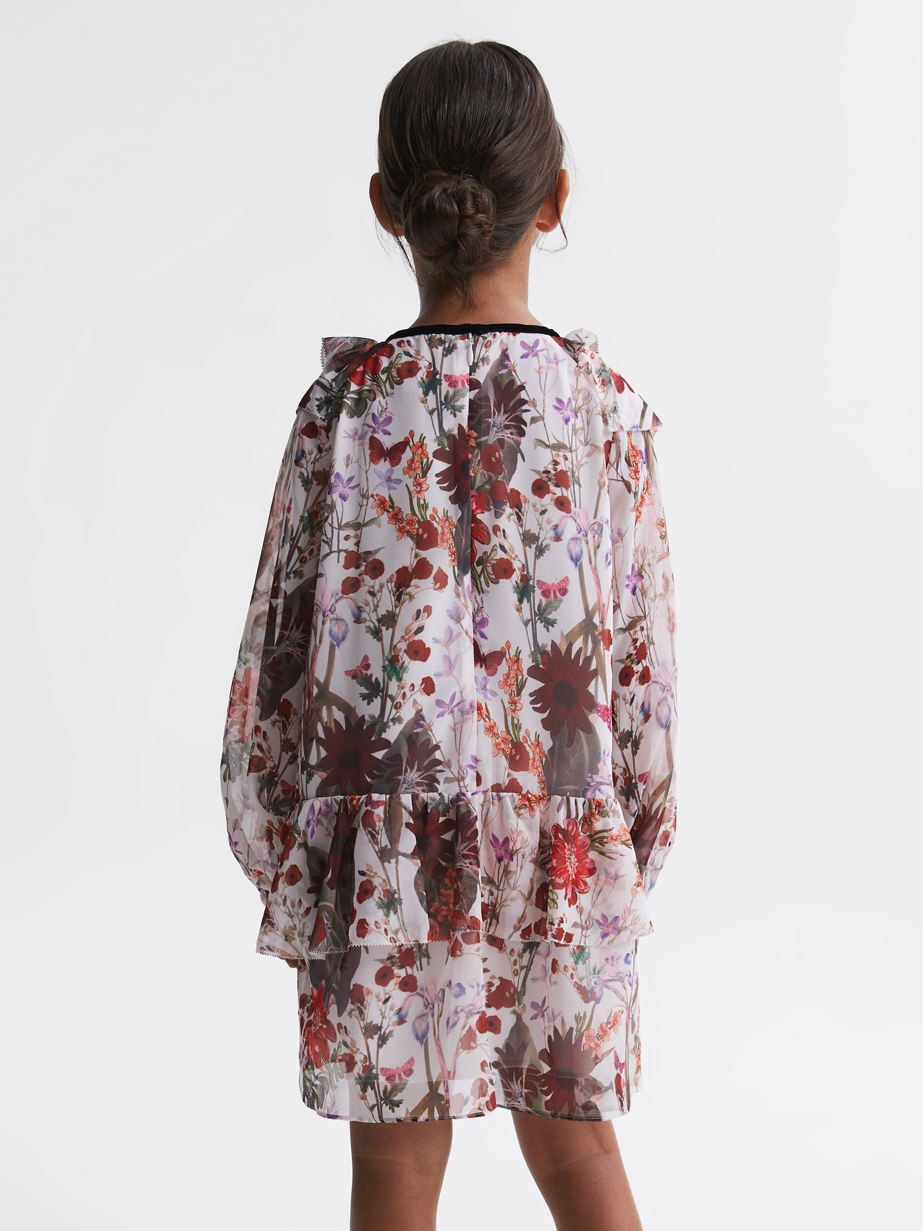 9-14 yrs Floral Frill Bow Dress in Multi - Image 5 of 6
