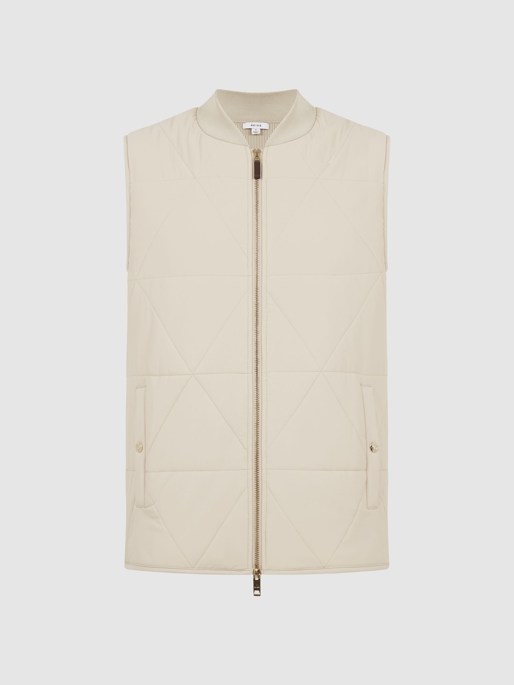 Hybrid Knitted-Quilted Sleeveless Jacket in Stone - Image 2 of 4