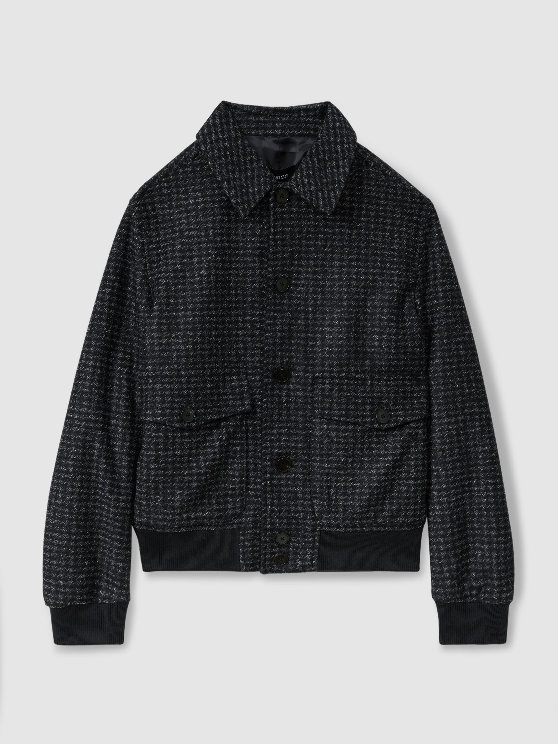 Packer Navy Melange Puppytooth Check Bomber Jacket - Image 2 of 6