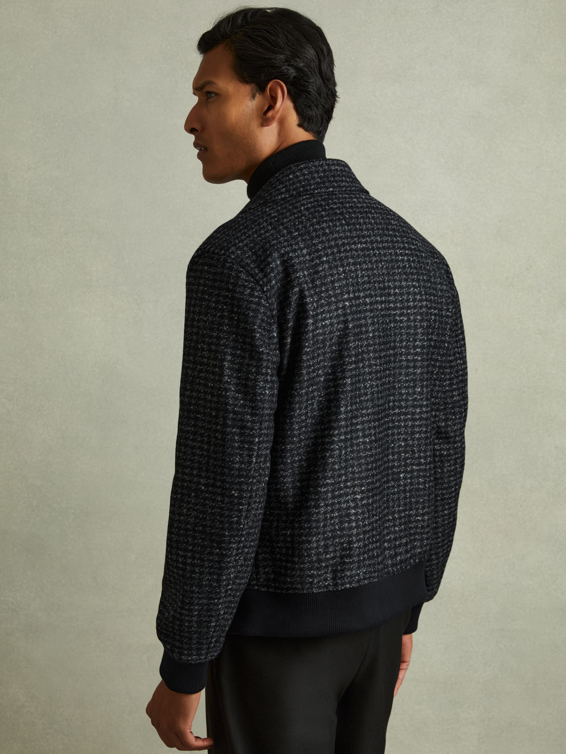 Packer Navy Melange Puppytooth Check Bomber Jacket - Image 5 of 6
