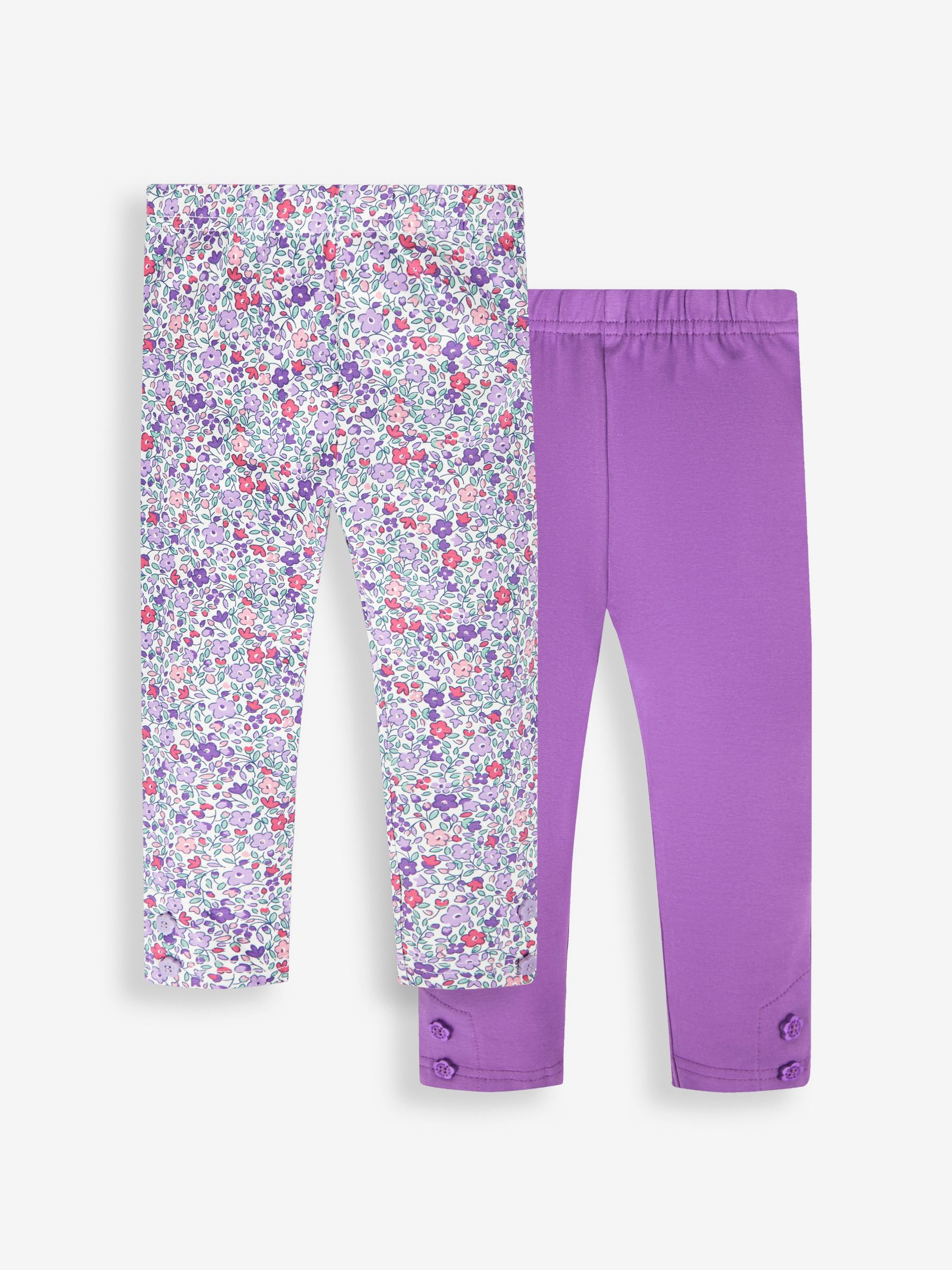 Lilac Purple Ditsy & Purple Girls' 2-Pack Leggings - Image 1 of 5