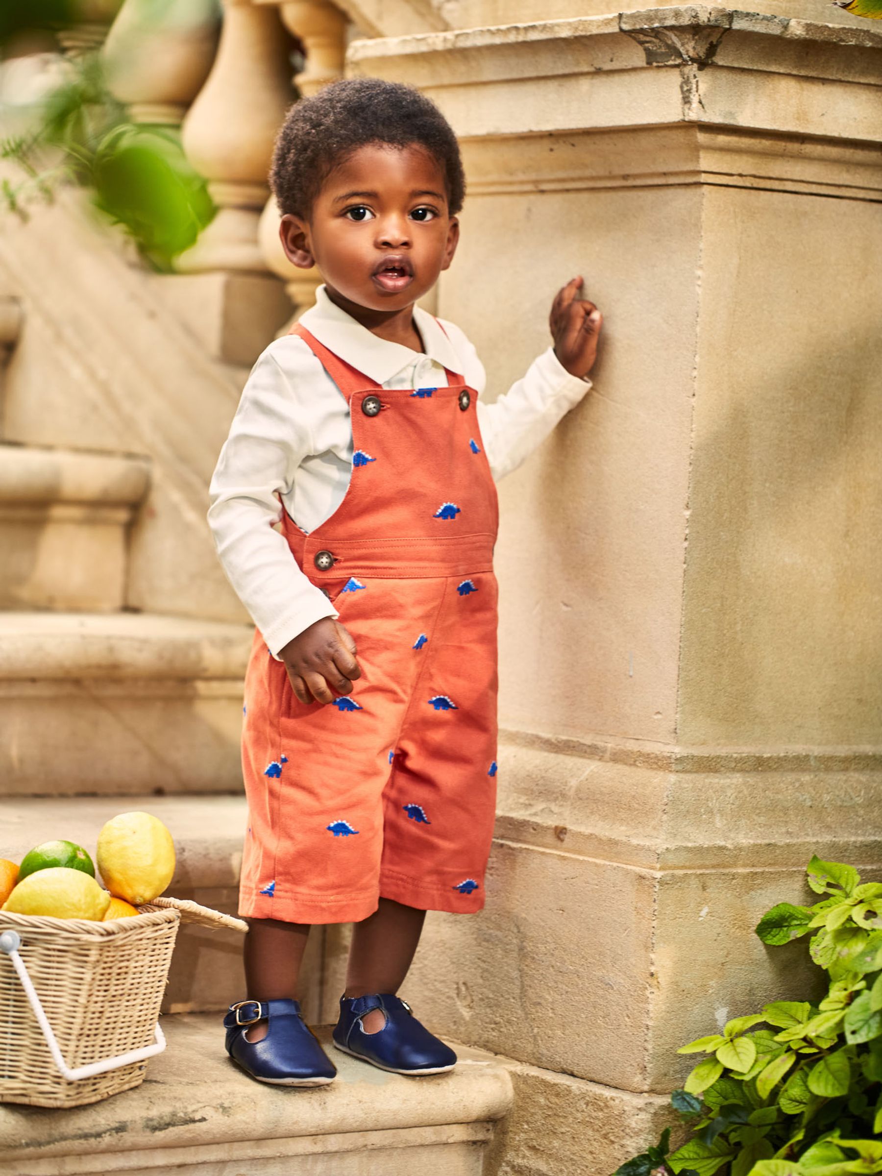 Rust Dinosaur Embroidered Baby Dungarees - Image 2 of 4
