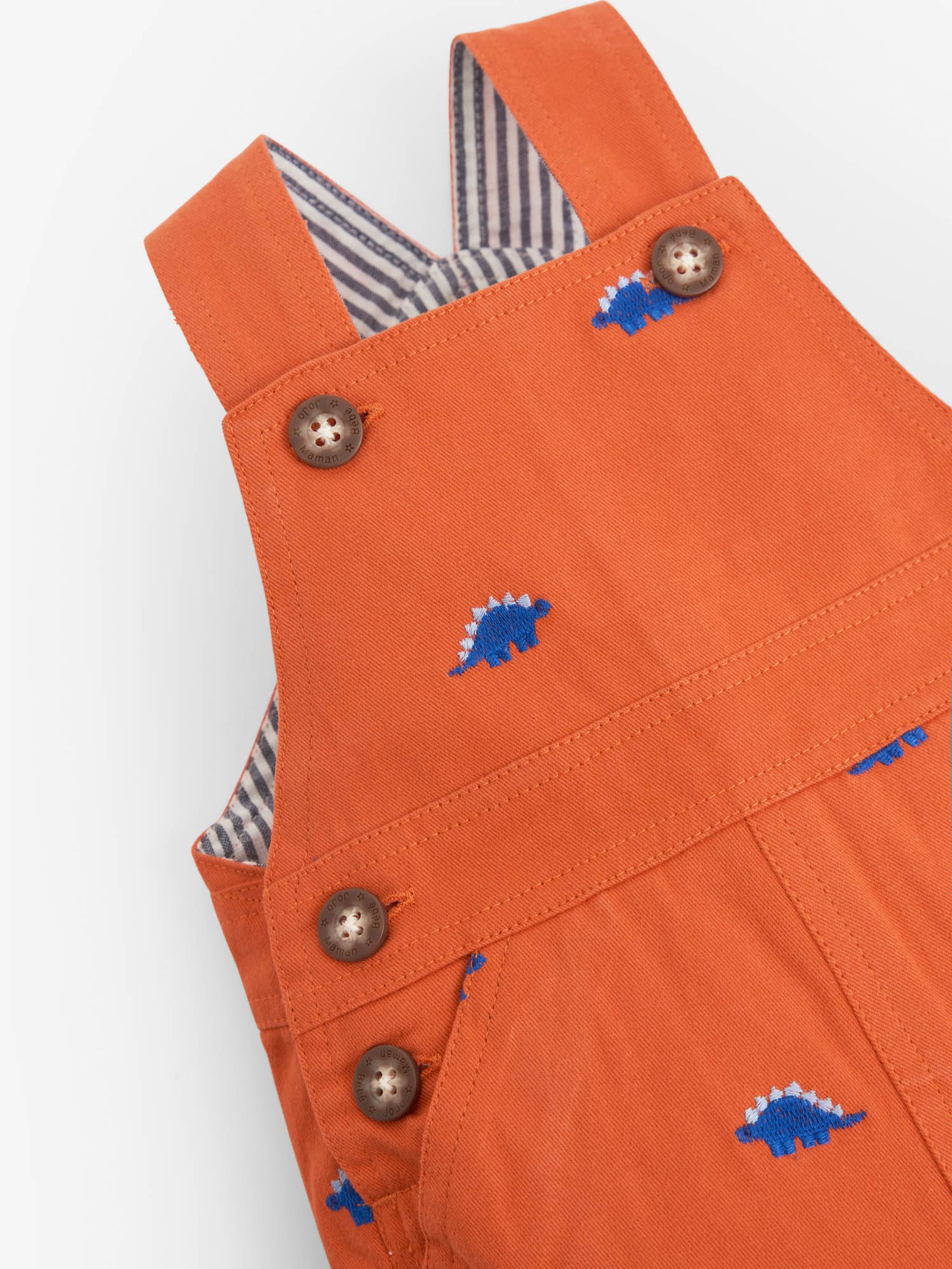 Rust Dinosaur Embroidered Baby Dungarees - Image 4 of 4