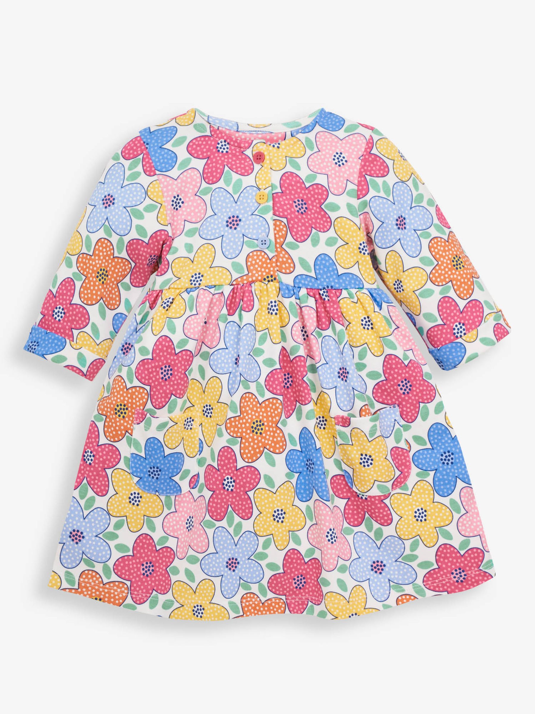 White Girls' Bold Floral Print Dress - Image 1 of 4