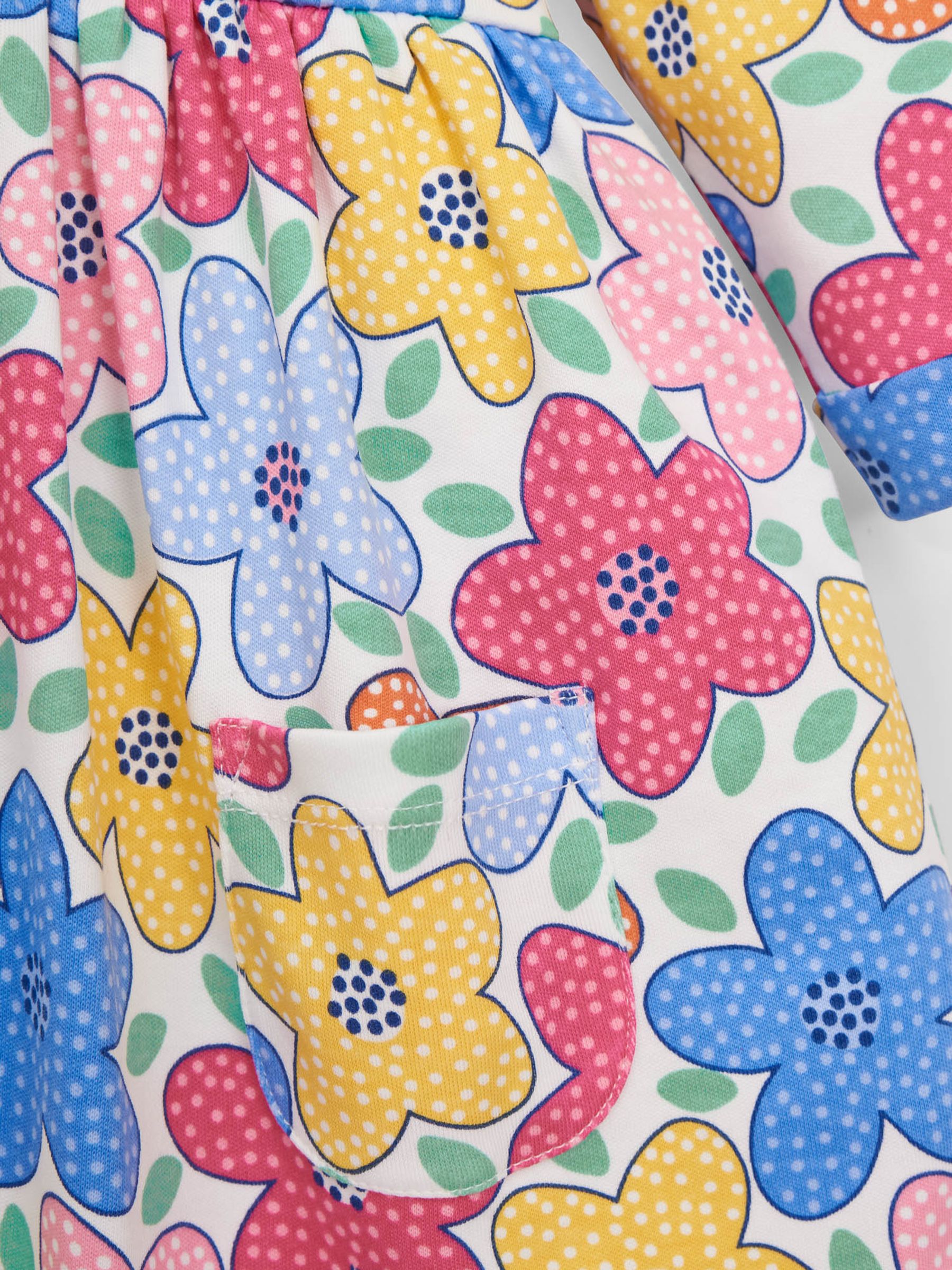 White Girls' Bold Floral Print Dress - Image 2 of 4