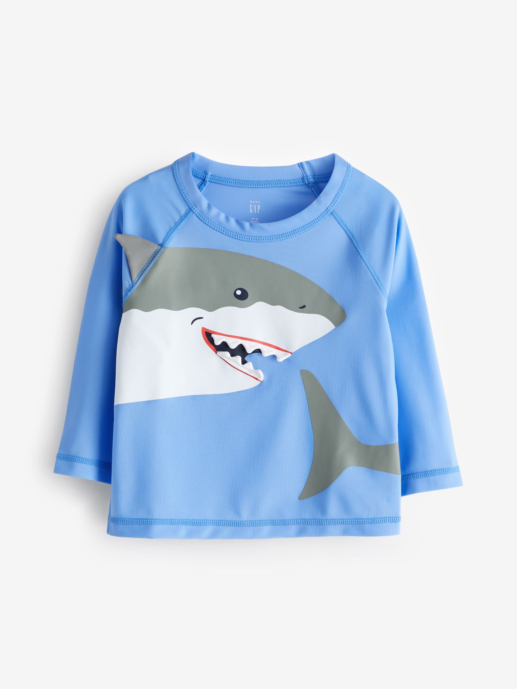 Blue Shark Long Sleeve Baby Rash Vest (6mths-5yrs) - Image 1 of 3