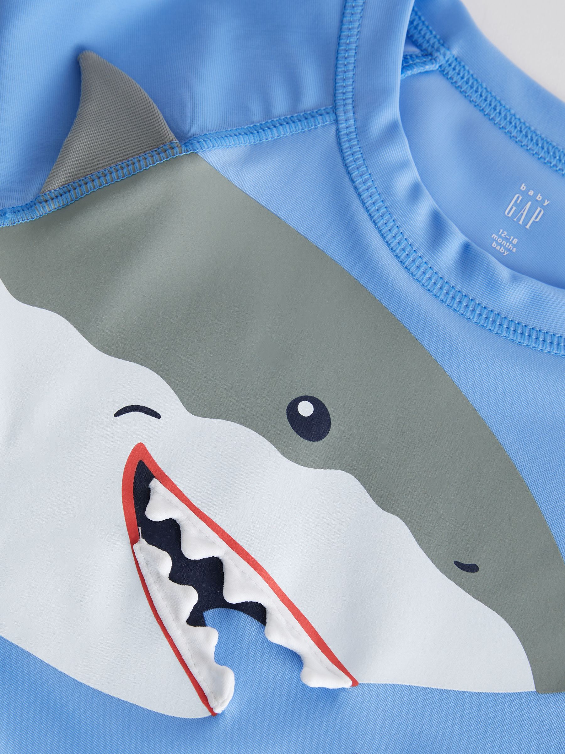 Blue Shark Long Sleeve Baby Rash Vest (6mths-5yrs) - Image 3 of 3