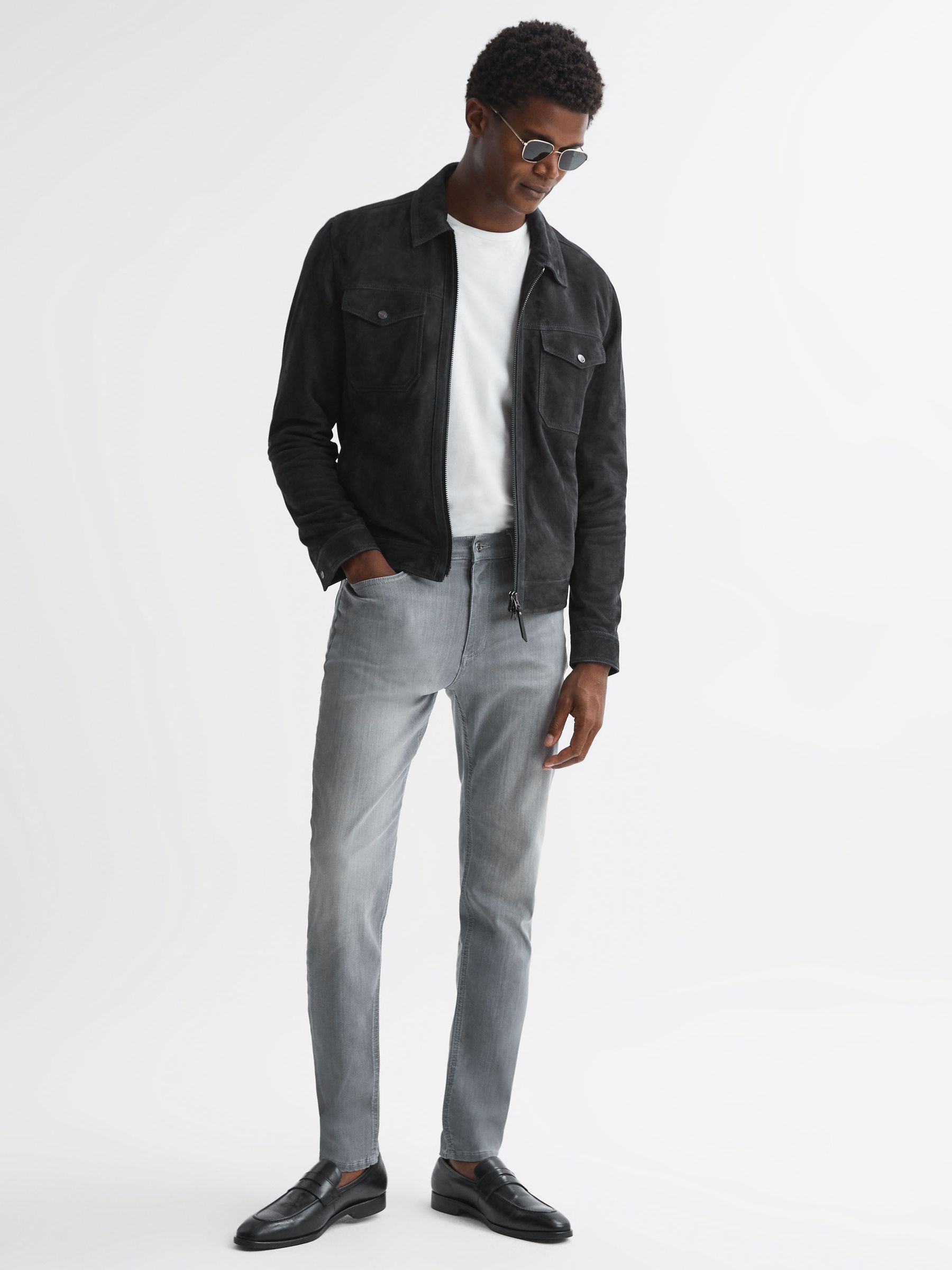 Slim Fit Jersey Jeans in Grey - Image 1 of 6