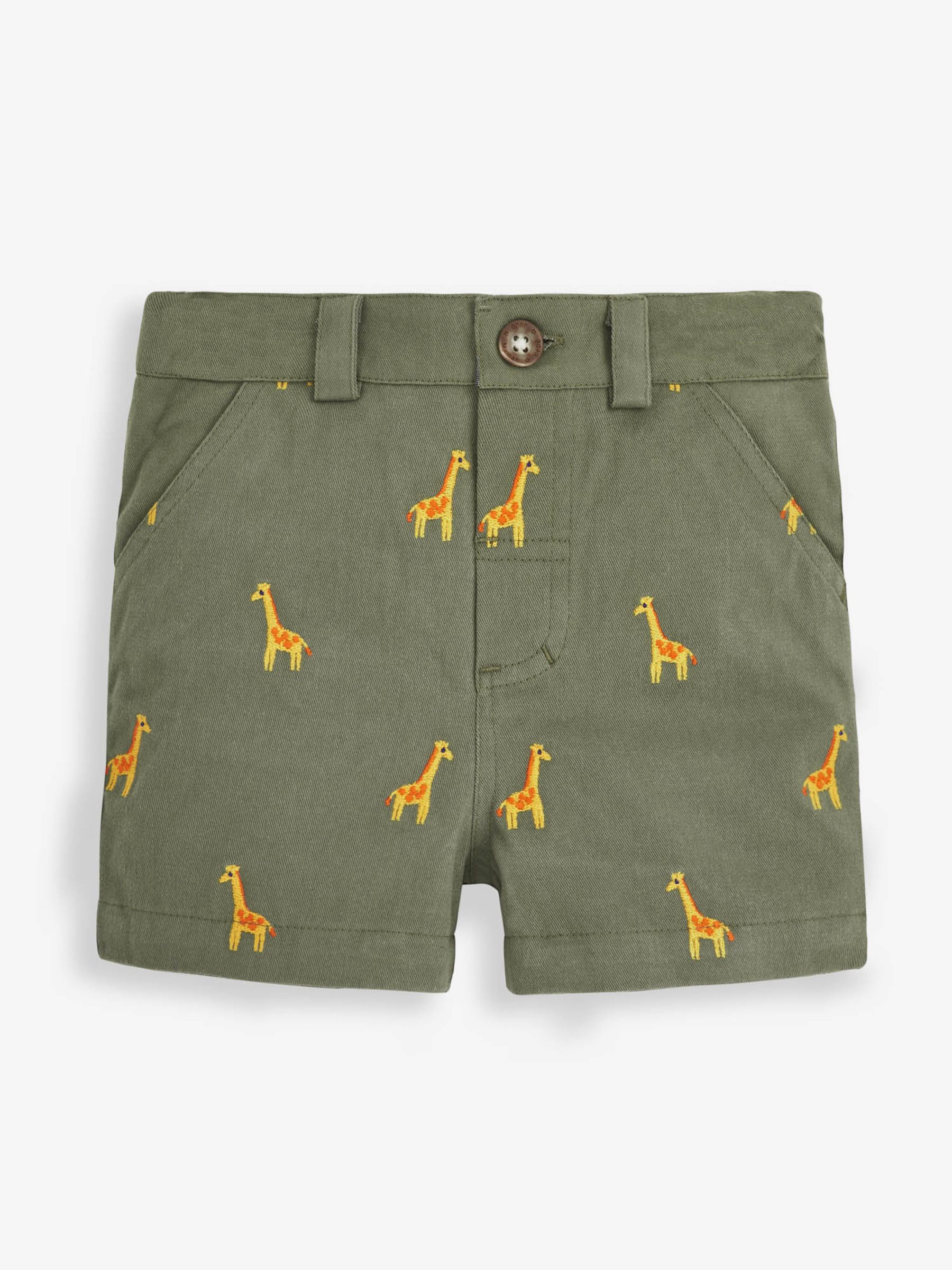 Khaki Boys' Khaki Giraffe Embroidered Shorts - Image 1 of 2