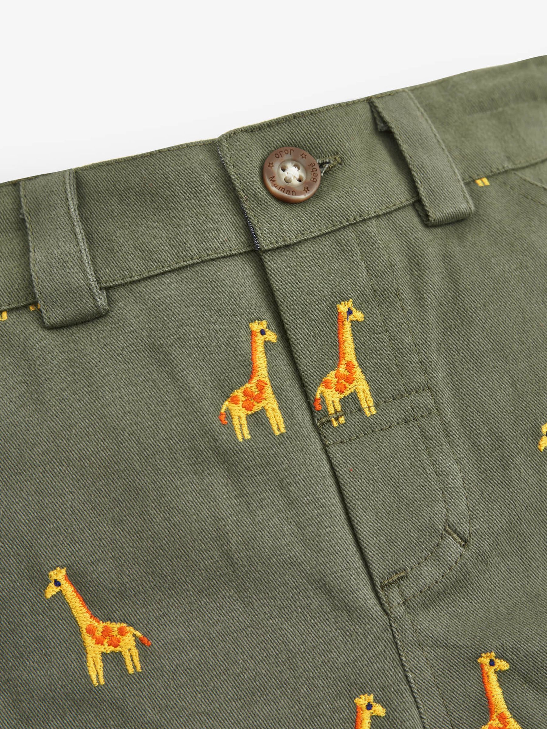 Khaki Boys' Khaki Giraffe Embroidered Shorts - Image 2 of 2