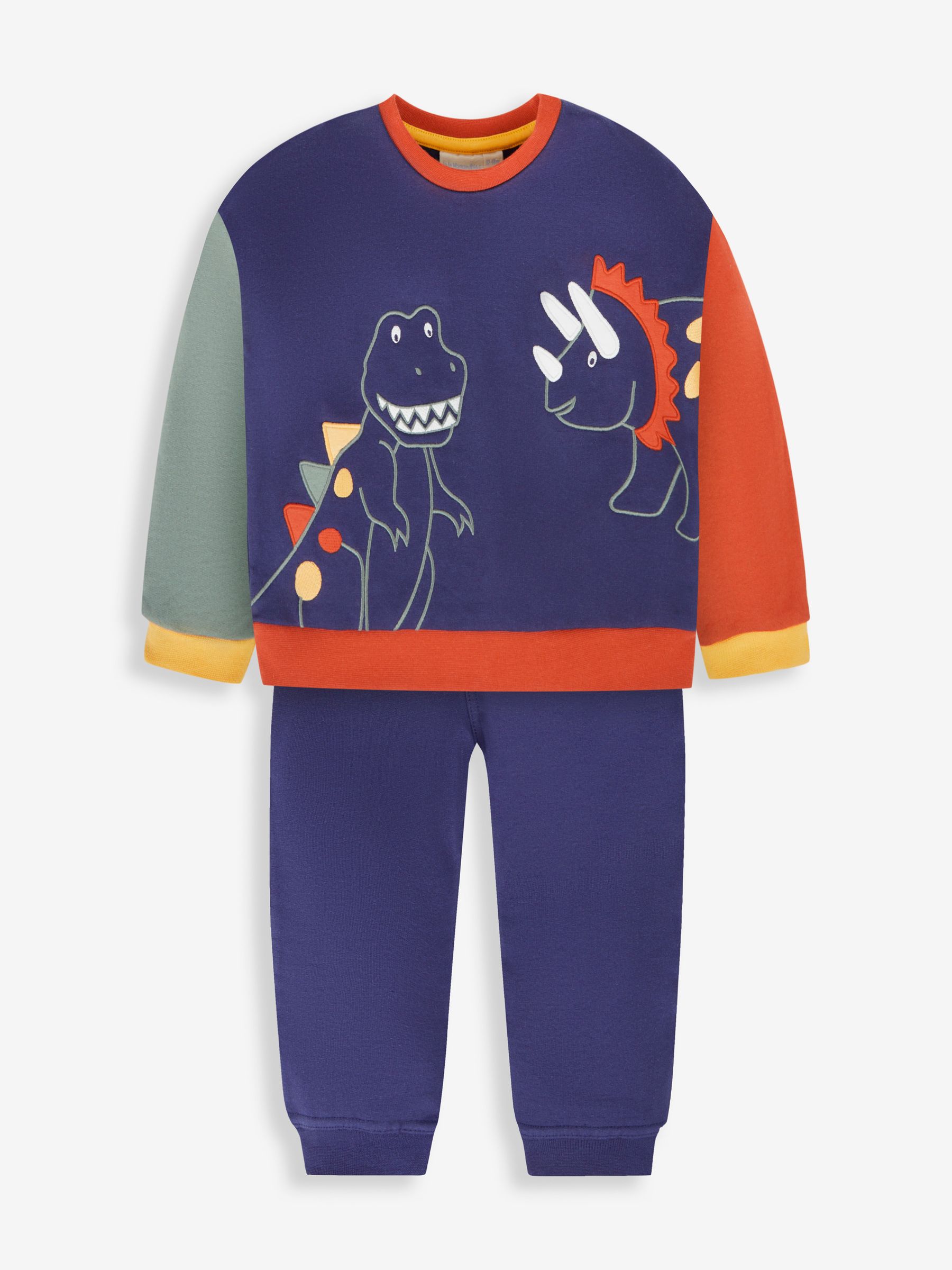 Navy Blue Dino Appliqué Jersey Sweatshirt & Leggings Set - Image 1 of 5