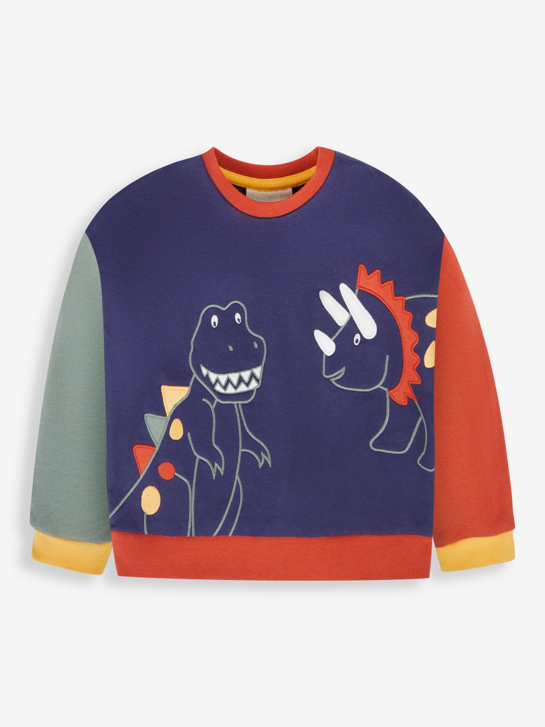 Navy Blue Dino Appliqué Jersey Sweatshirt & Leggings Set - Image 2 of 5
