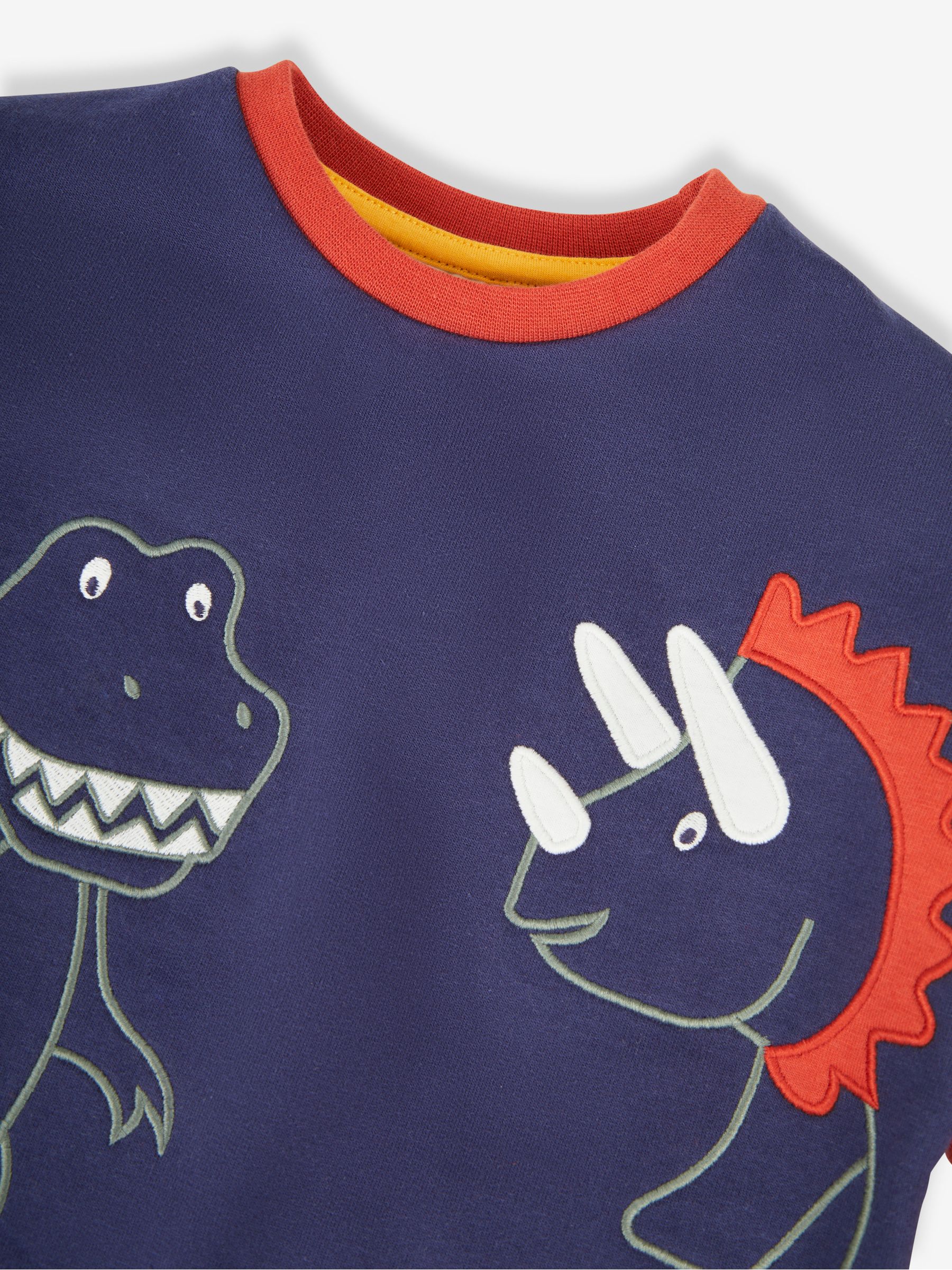 Navy Blue Dino Appliqué Jersey Sweatshirt & Leggings Set - Image 4 of 5