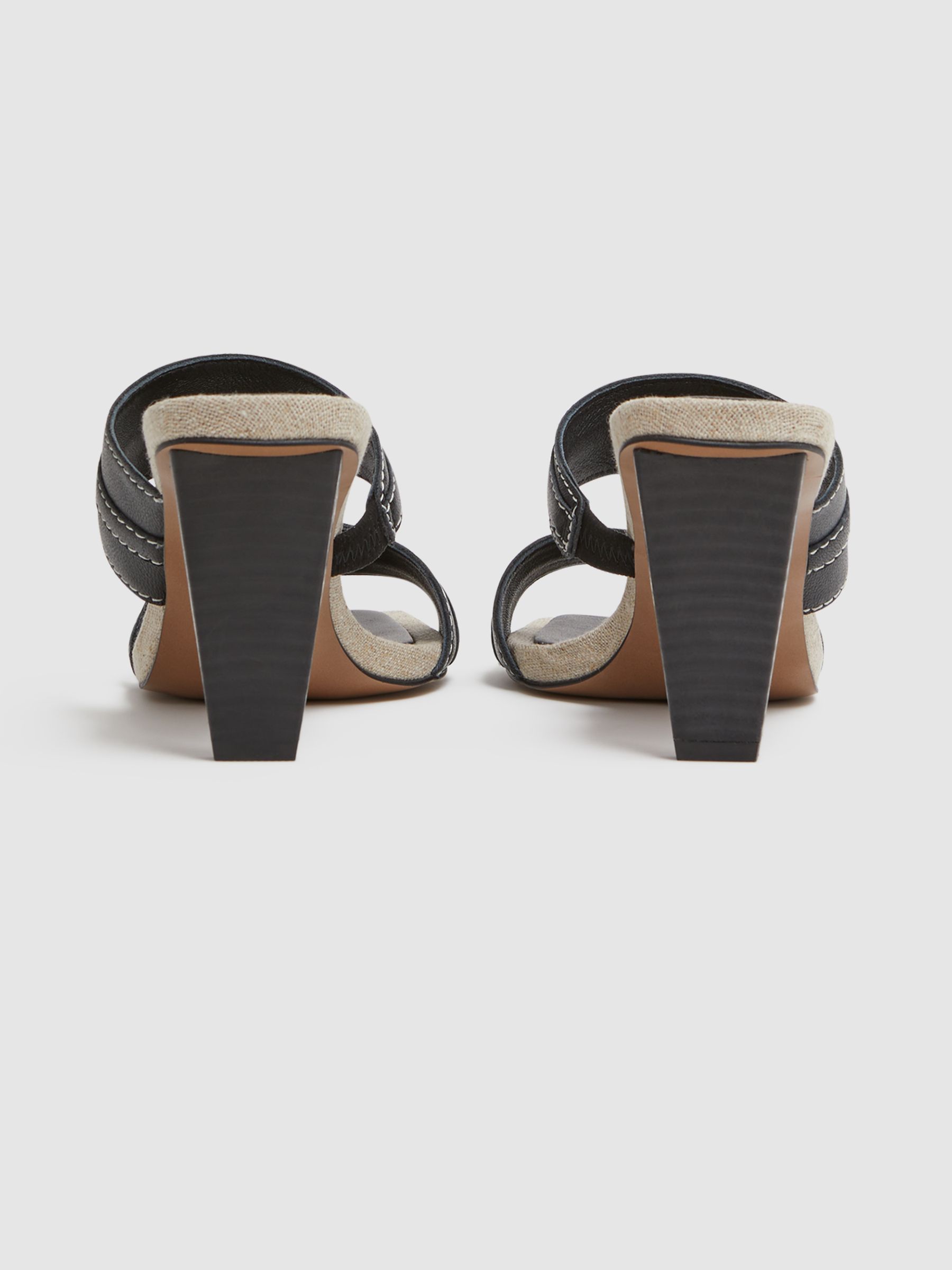 Leather Strap Heeled Mules in Black - Image 4 of 5