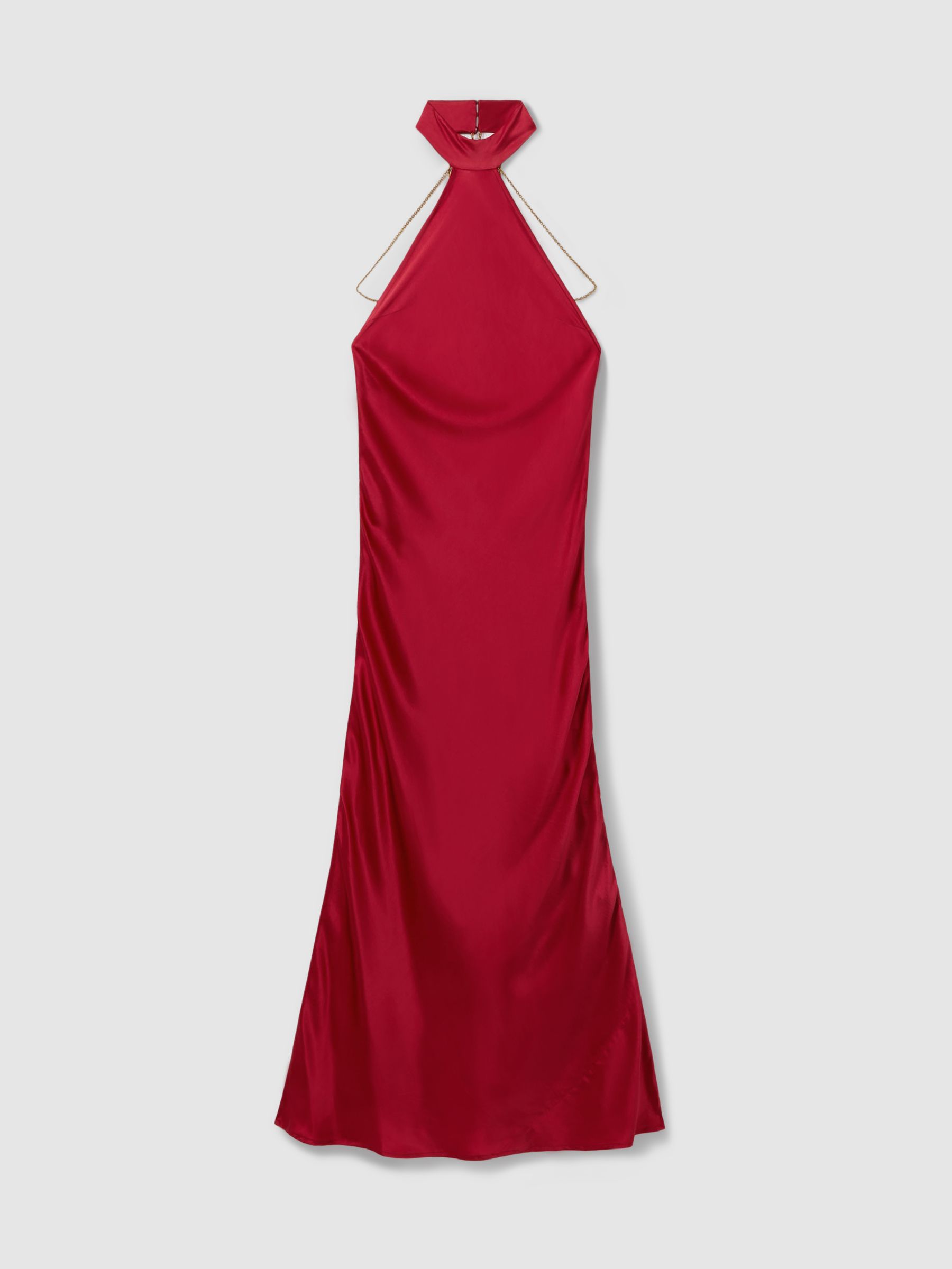 Radhika Deep Red Savannah Morrow Peace Silk Chain Detail Maxi Dress - Image 2 of 5