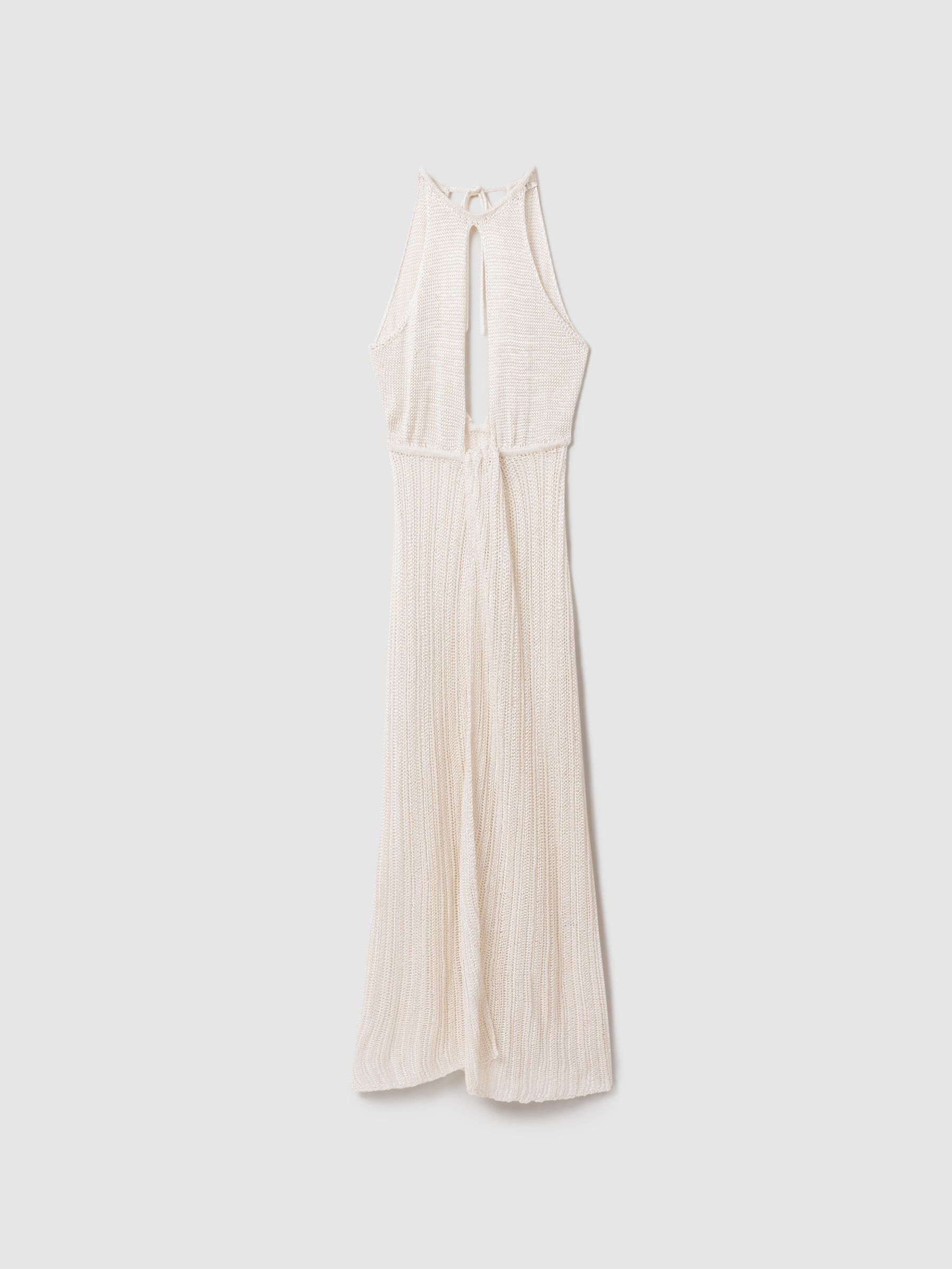 Savannah Morrow Ivory Sheer Knitted Maxi Dress in Ivory - Image 2 of 5