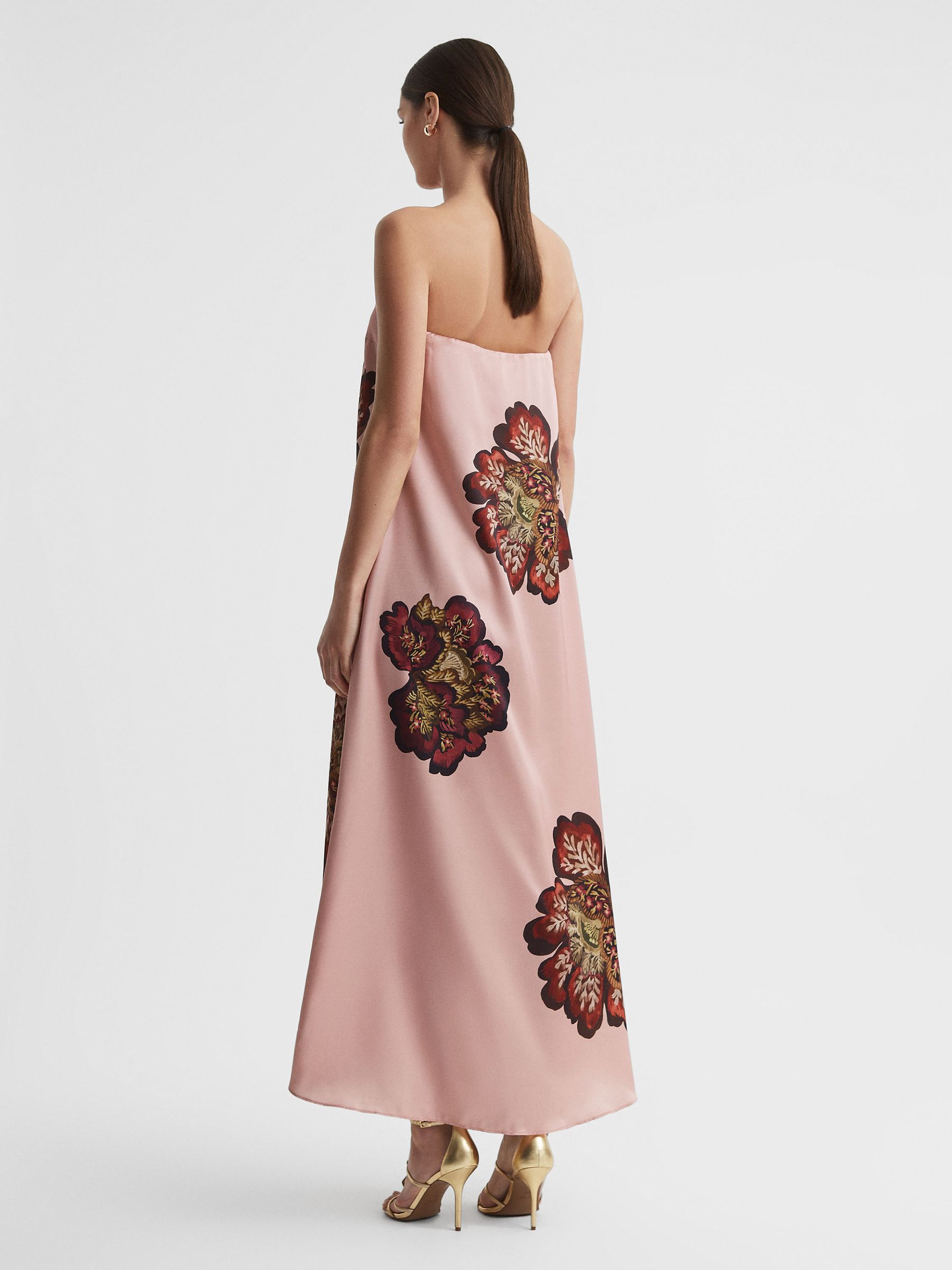 Significant Other Satin Floral Strapless Maxi Dress in Rose Print - Image 4 of 6
