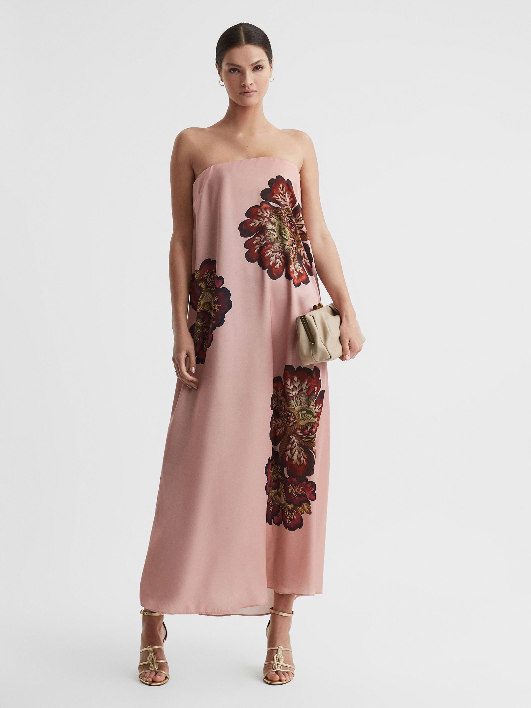 Significant Other Satin Floral Strapless Maxi Dress in Rose Print - Image 5 of 6