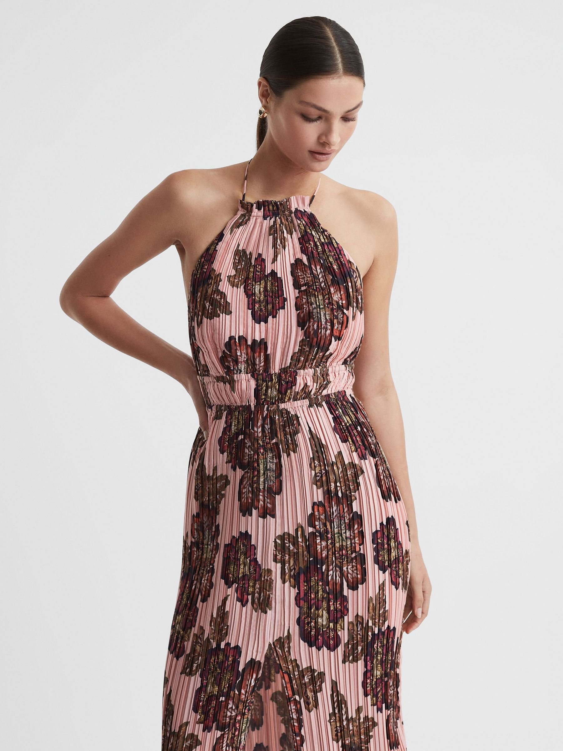 Significant Other Pleated Maxi Dress in Rose Print - Image 3 of 6