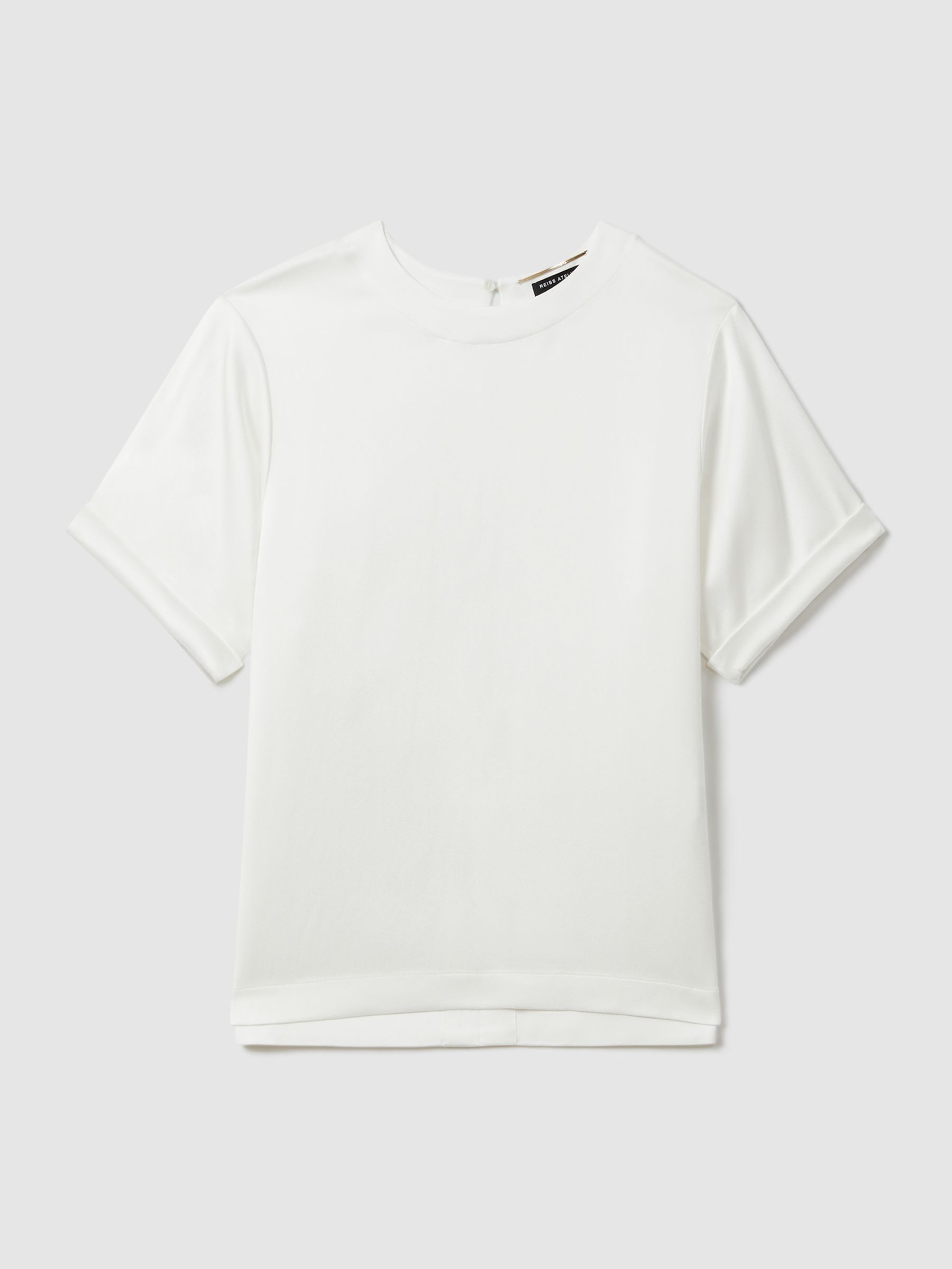 Atelier Satin Crew Neck Blouse in Ivory - Image 2 of 5