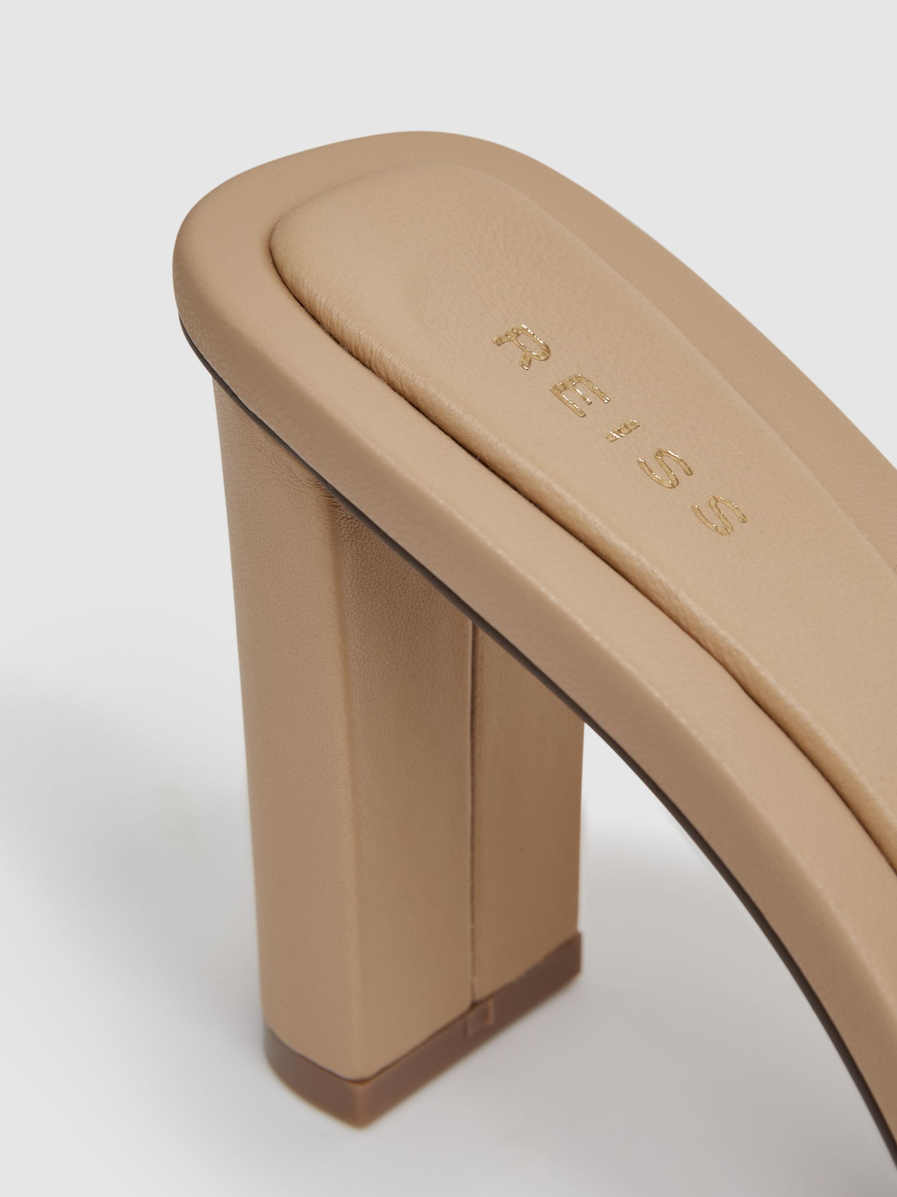 Leather Block Heel Mules in Nude - Image 5 of 5