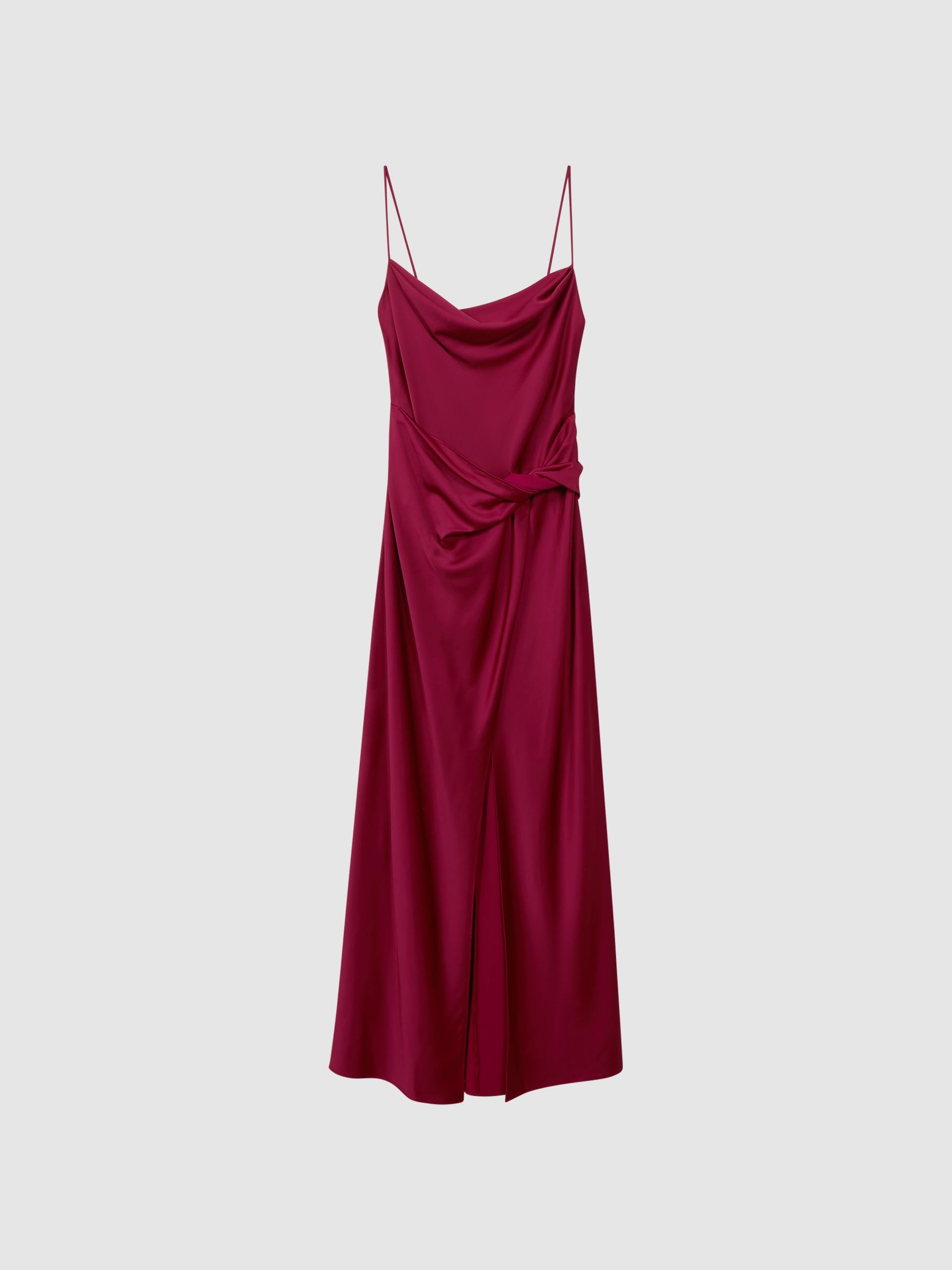 Significant Other Cowl Neck Satin Maxi Dress in Deep Red - Image 2 of 7