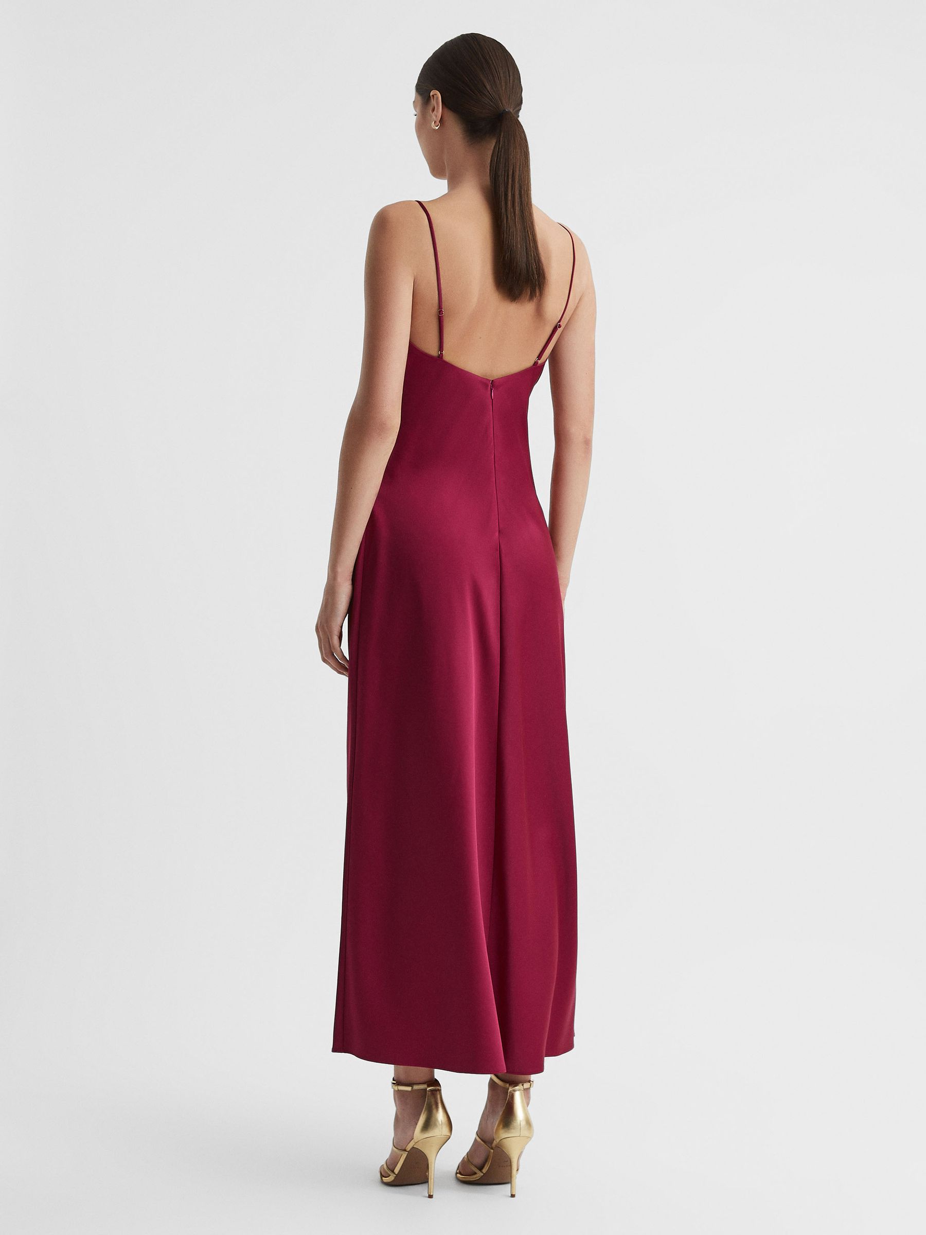 Significant Other Cowl Neck Satin Maxi Dress in Deep Red - Image 4 of 7