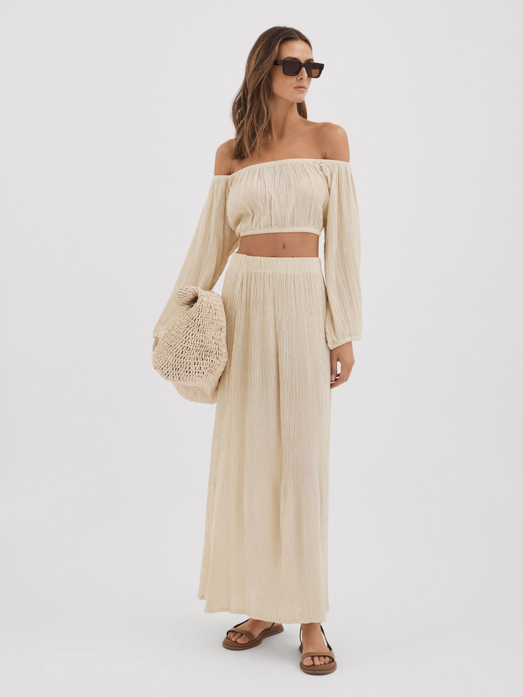Savannah Morrow Cream Silk Blend Maxi Skirt in Cream - Image 1 of 4