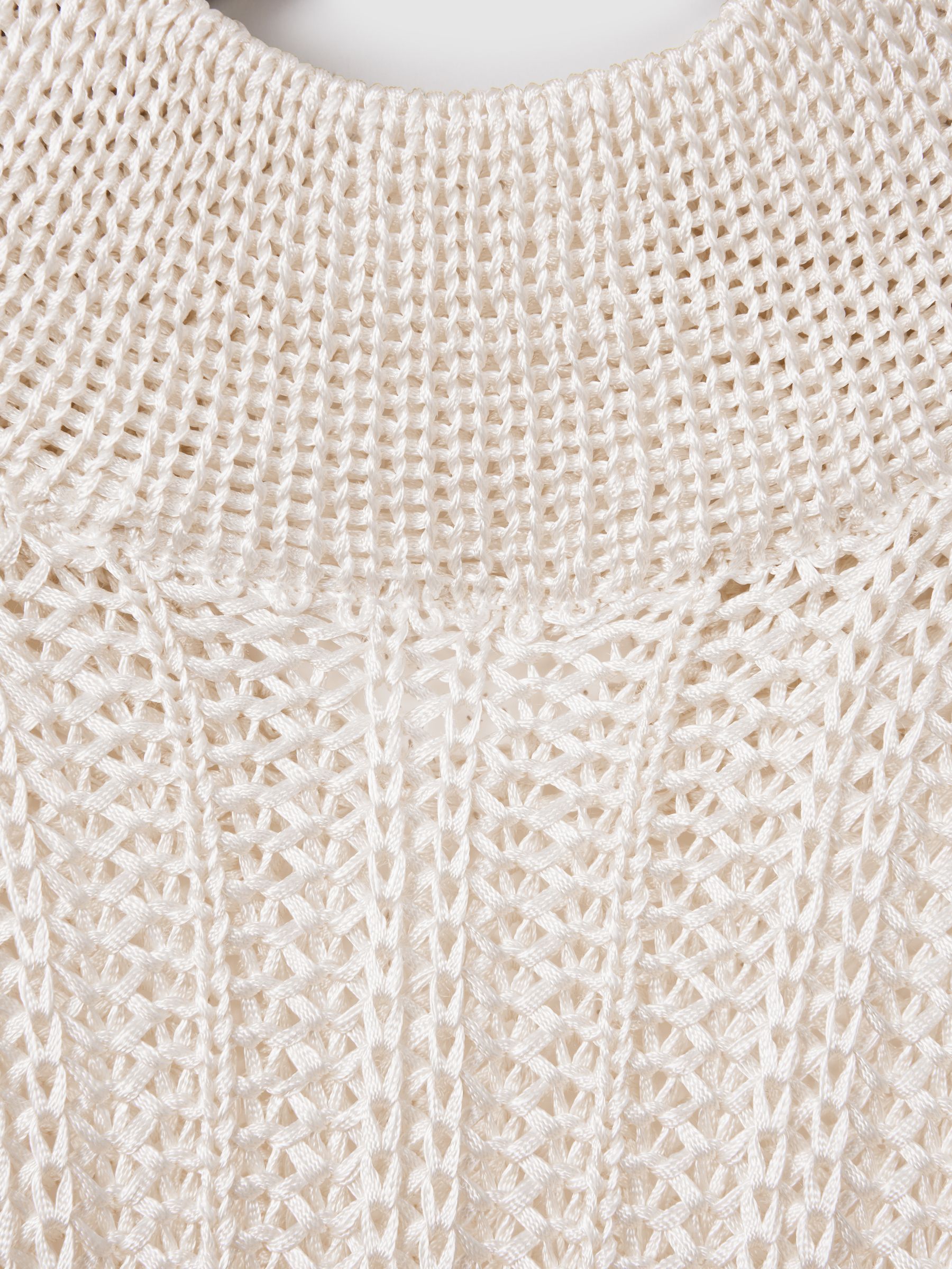 Savannah Morrow Mini Ivory Sheer Knitted Dress in Ivory - Image 6 of 6