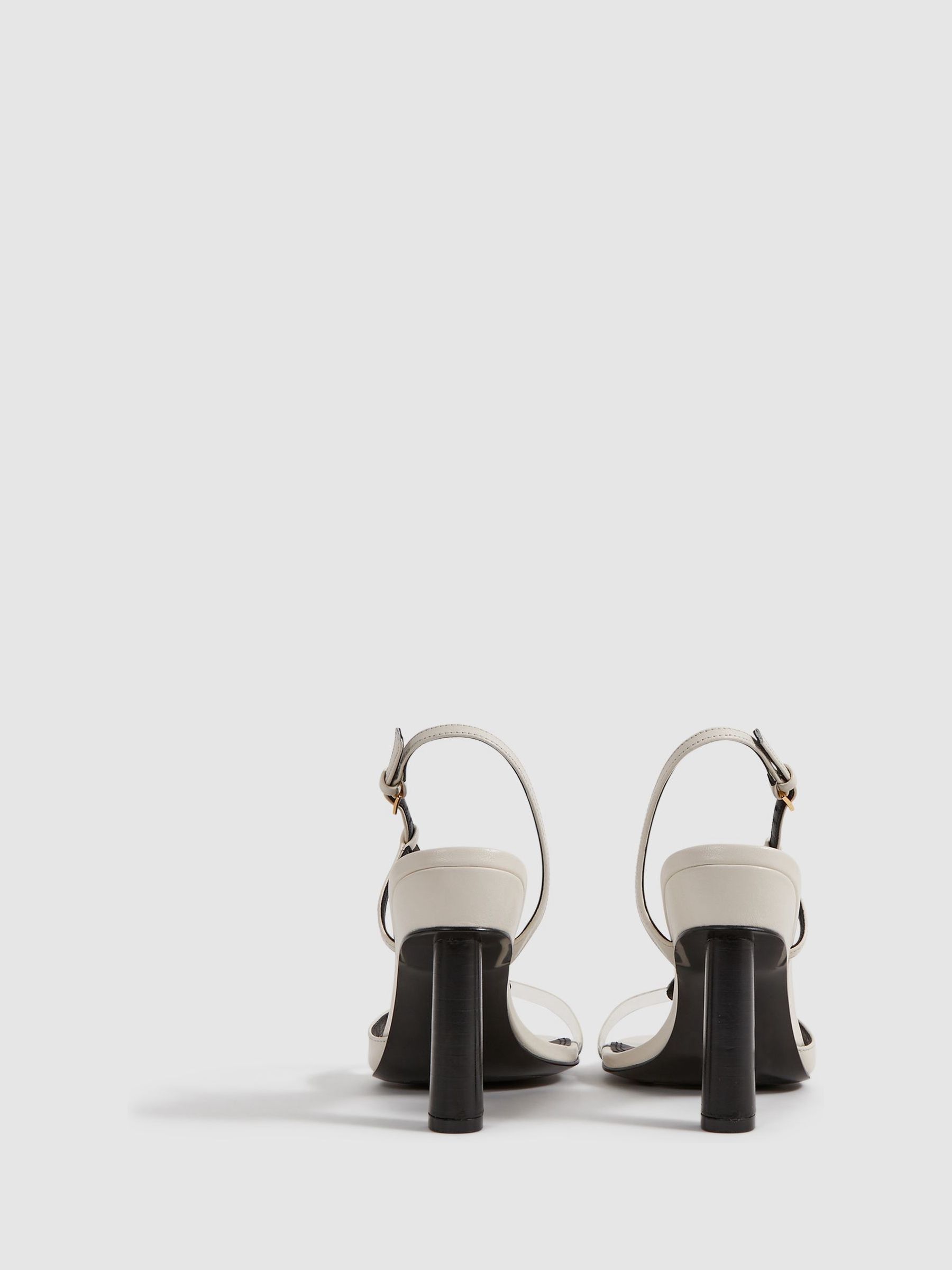 Leather Clear Strap Block Heels in White - Image 4 of 6