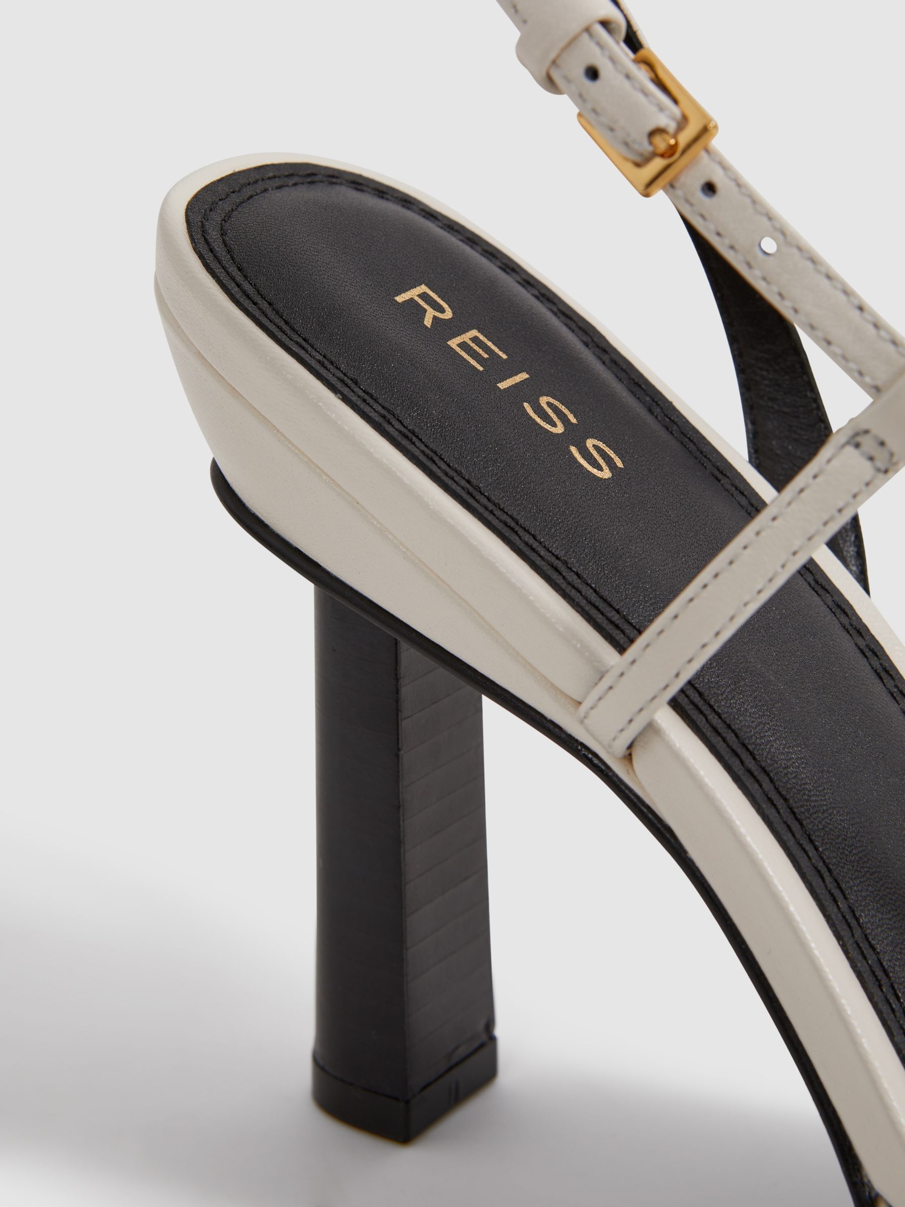 Leather Clear Strap Block Heels in White - Image 5 of 6