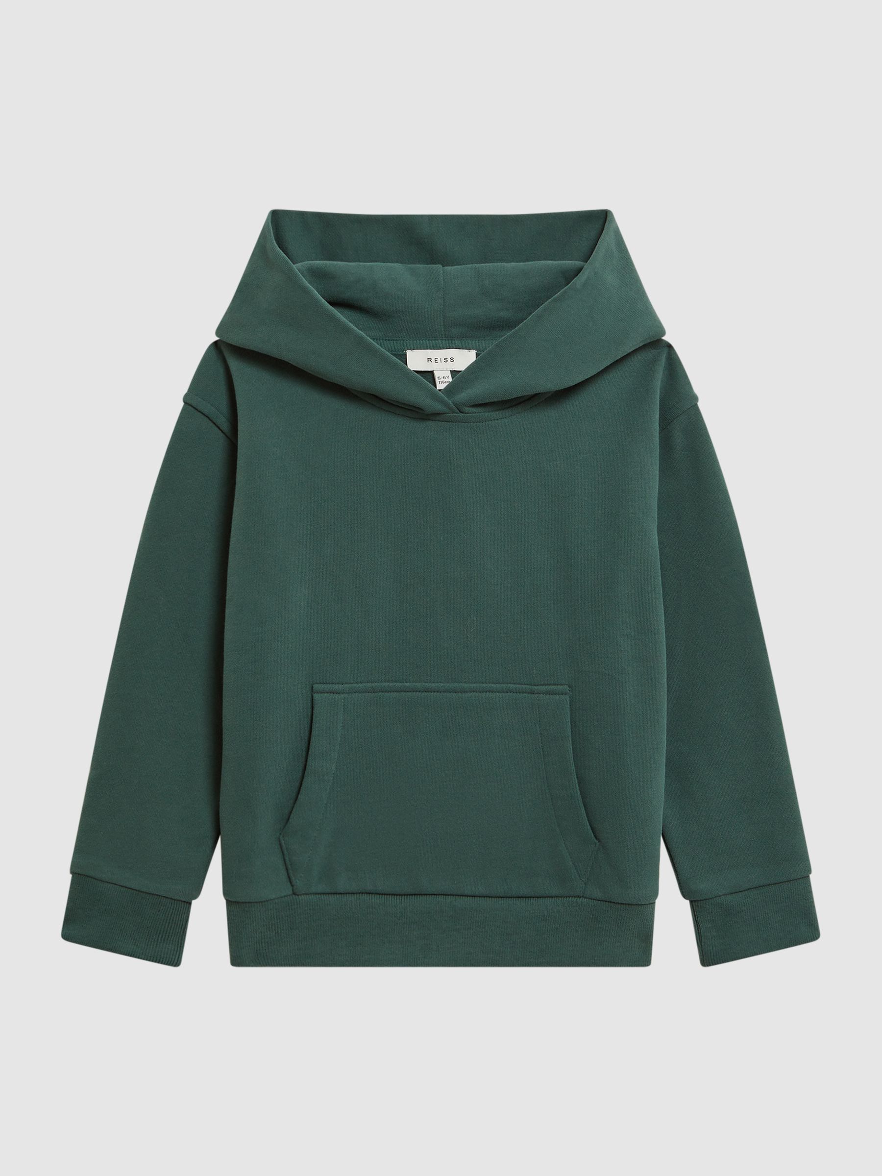 Oversized Cotton Jersey Hoodie in Midnight Green - Image 2 of 7