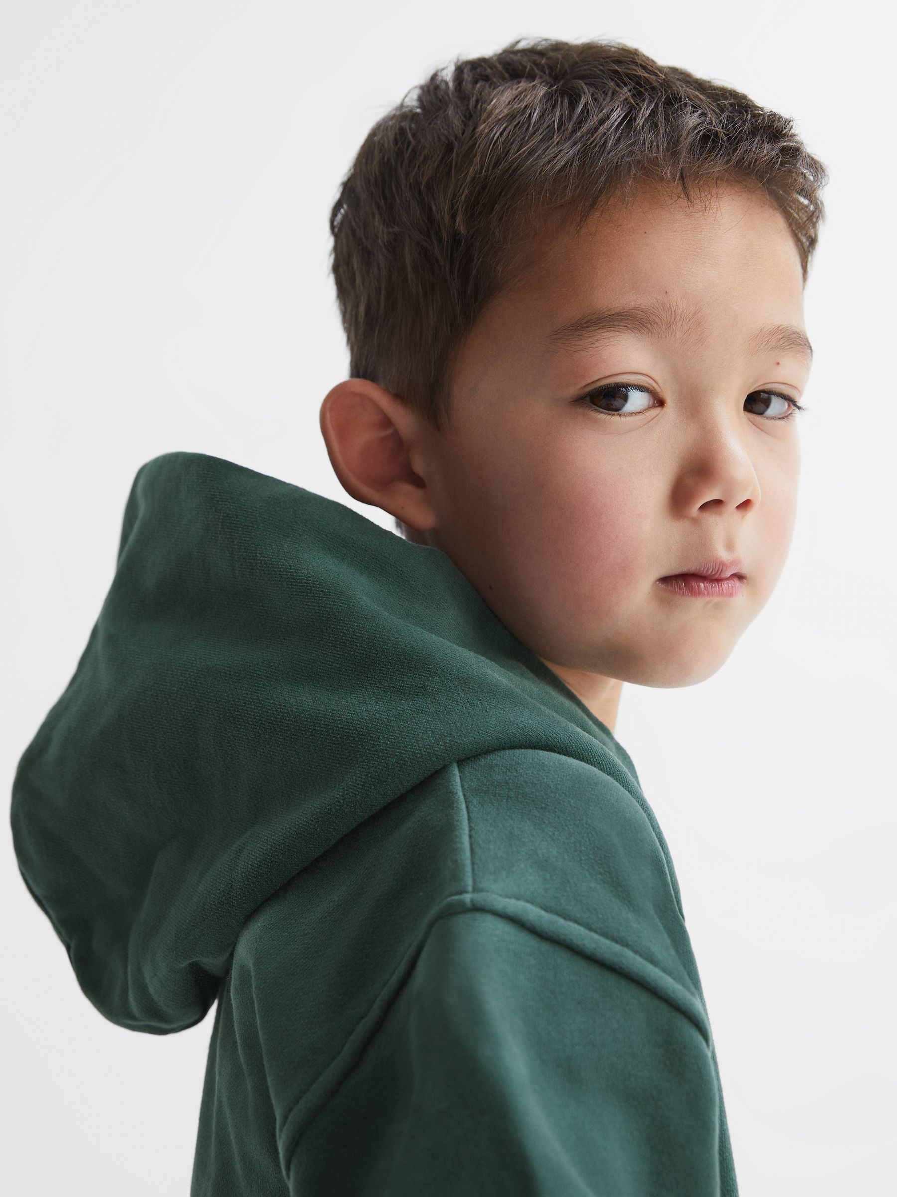 Oversized Cotton Jersey Hoodie in Midnight Green - Image 4 of 7